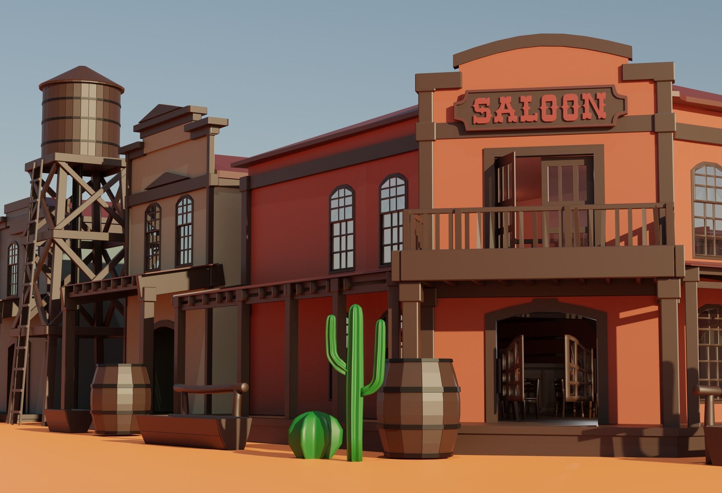 Low Poly Wild West 3D Model Pack Low-poly 3D model_3