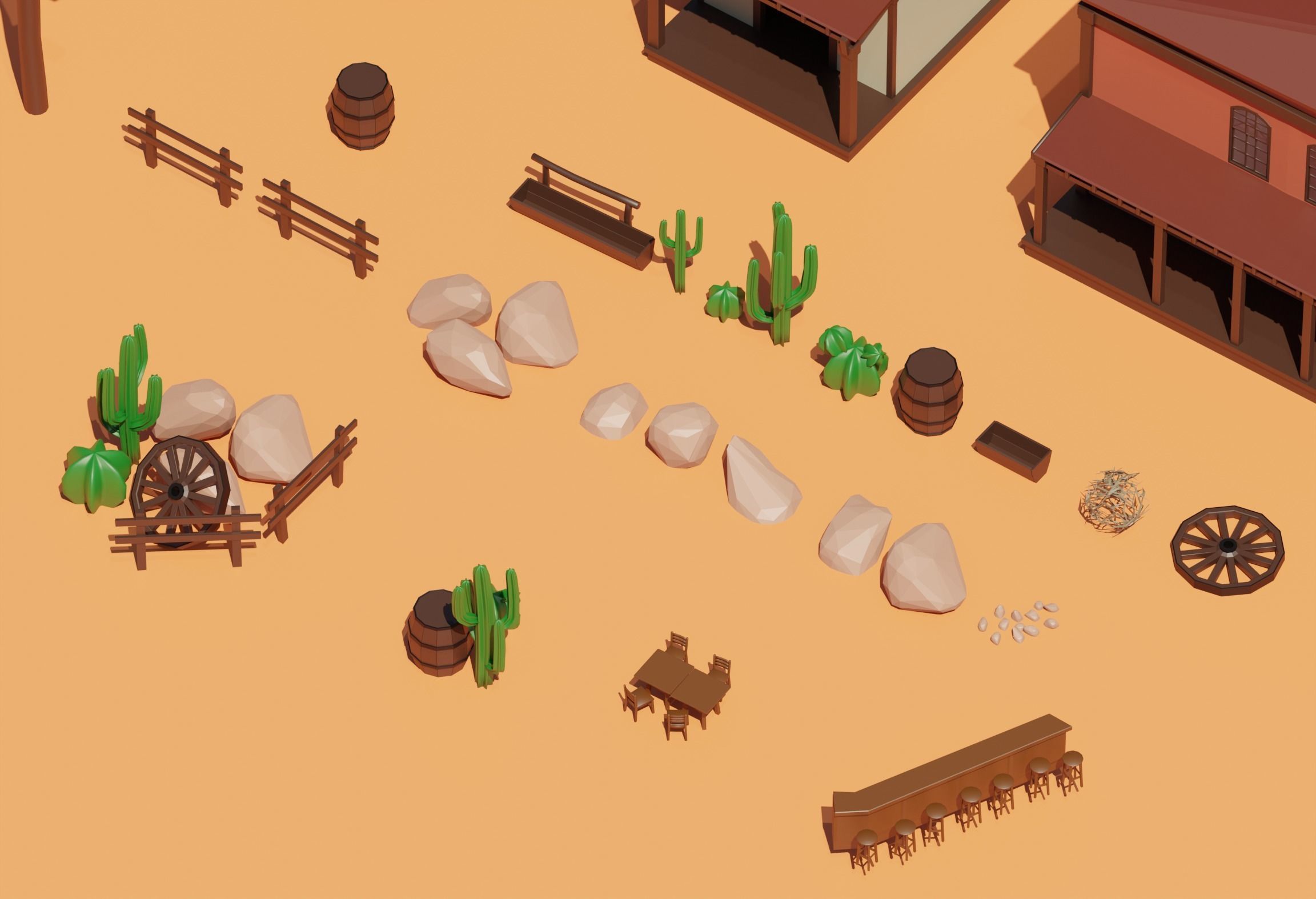 Low Poly Wild West 3D Model Pack Low-poly 3D model_4