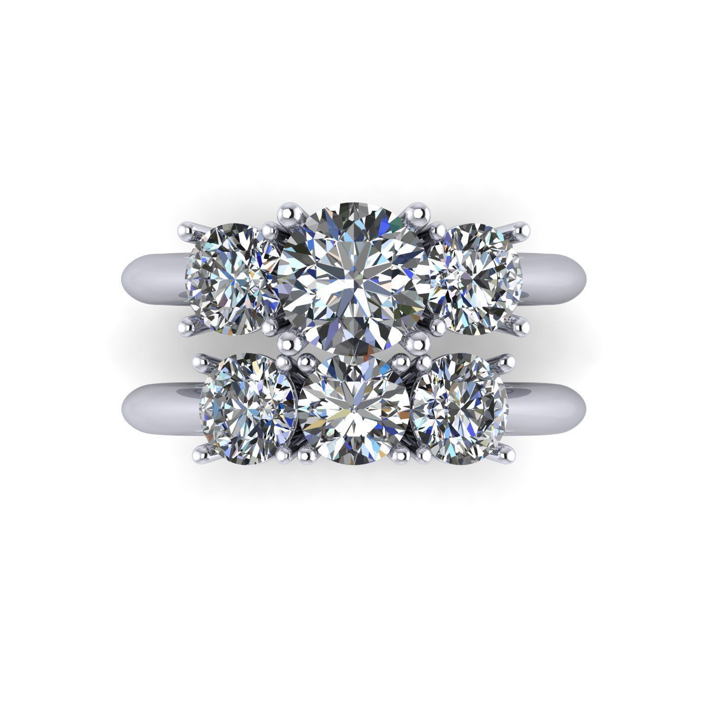 Three Stone Wedding Ring  3D print model_6