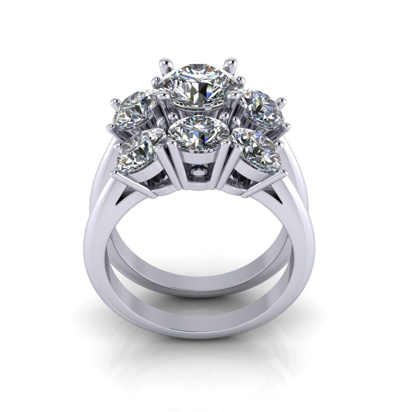 Three Stone Wedding Ring  3D print model_5