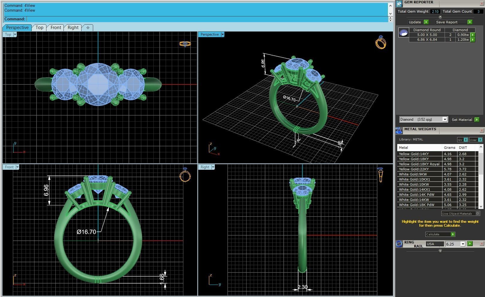 Three Stone Wedding Ring  3D print model_2