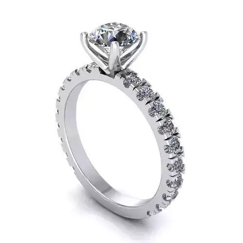 Pav Solitaire Diamond Ring