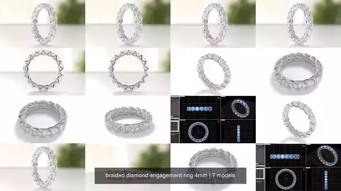 braided diamond engagement ring 4mm