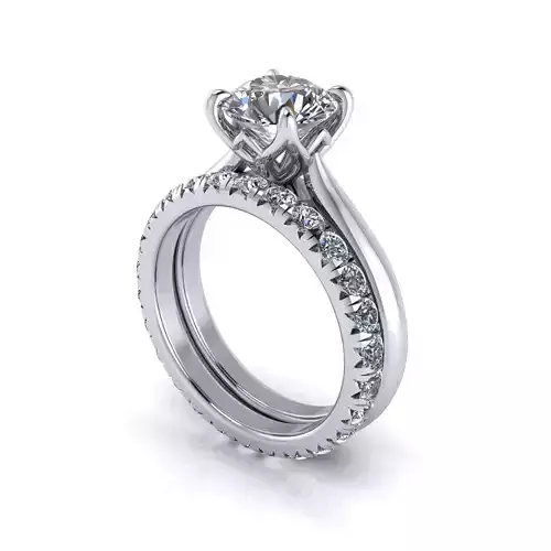 Solitaire Pave Wedding Ring