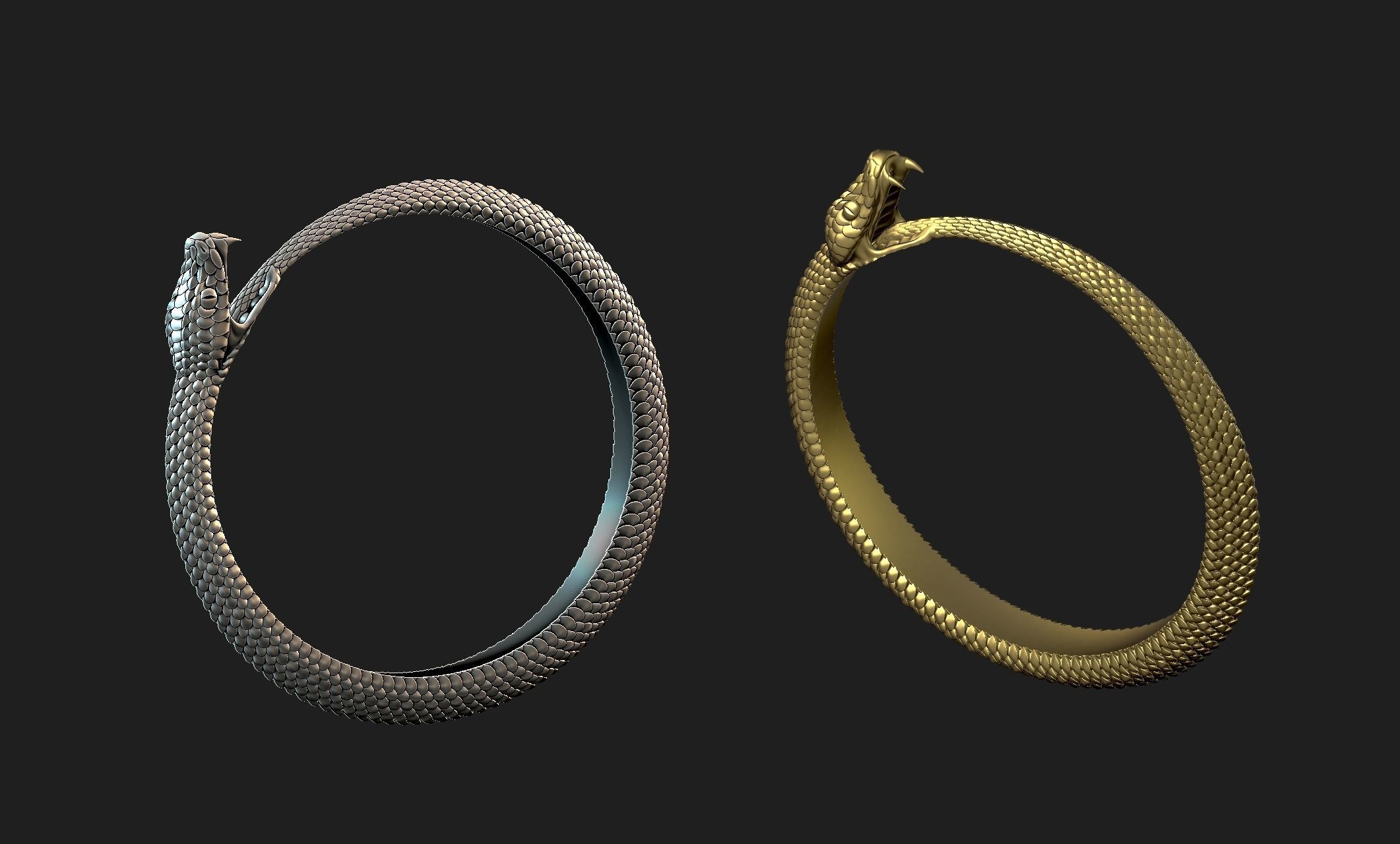 snake  ring ouroboros 3D print model_3
