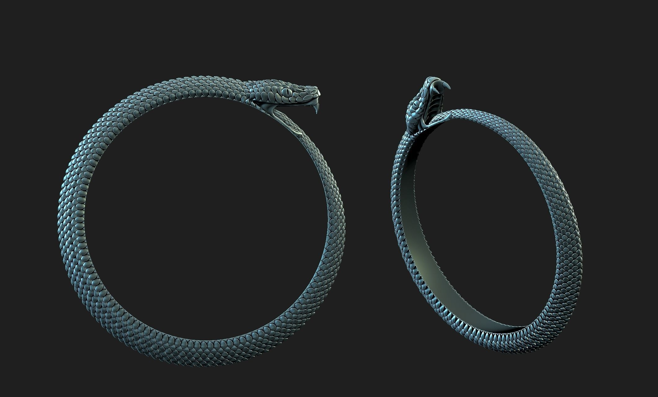 snake  ring ouroboros 3D print model_1