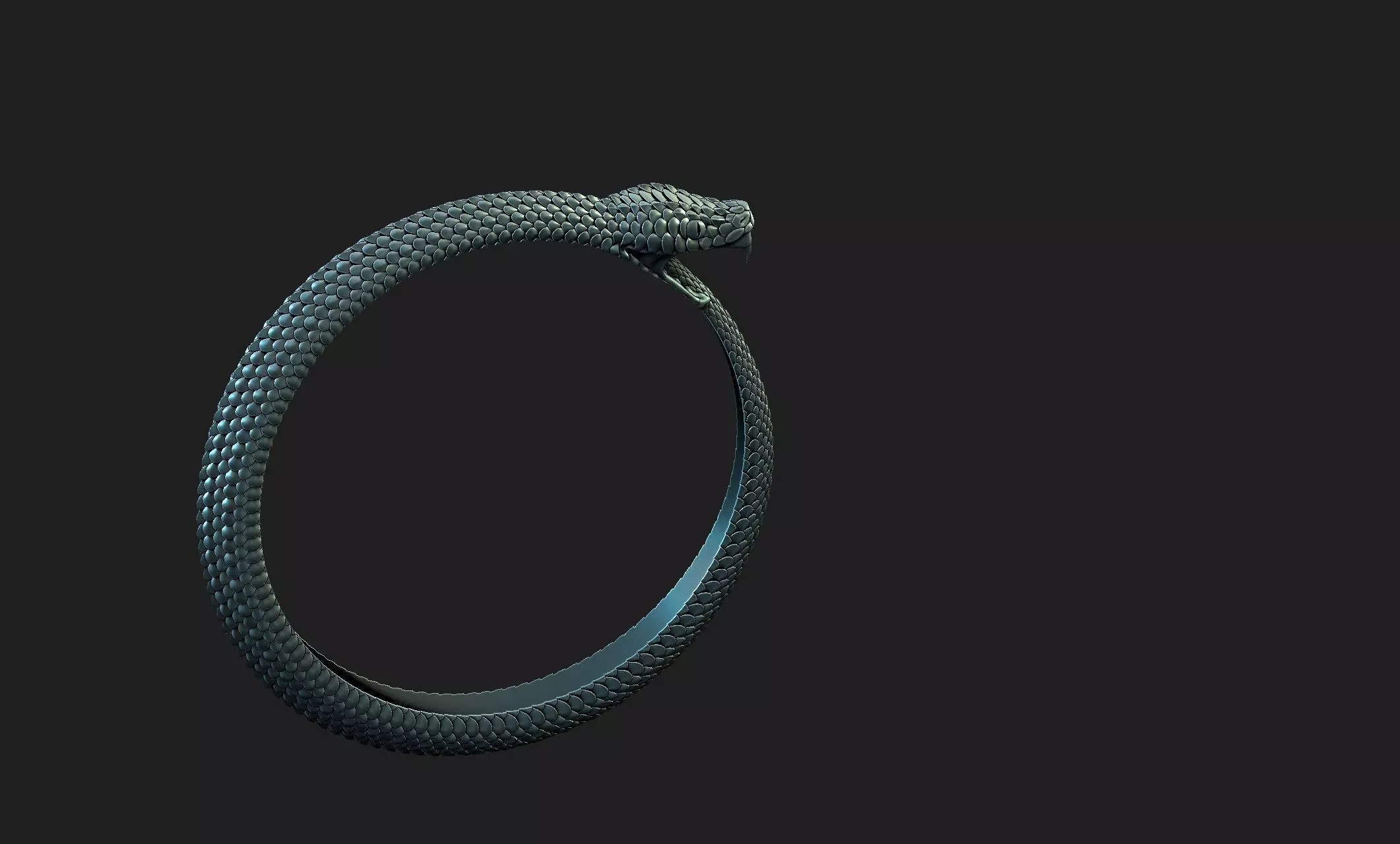 snake  ring ouroboros 3D print model_0