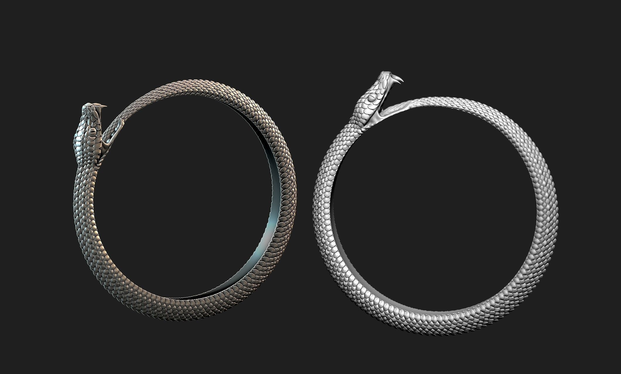 snake  ring ouroboros 3D print model_4