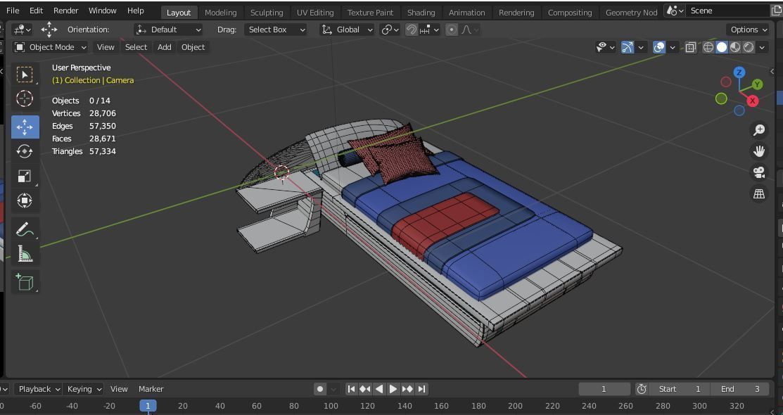 futuristic bed Low-poly 3D model_3