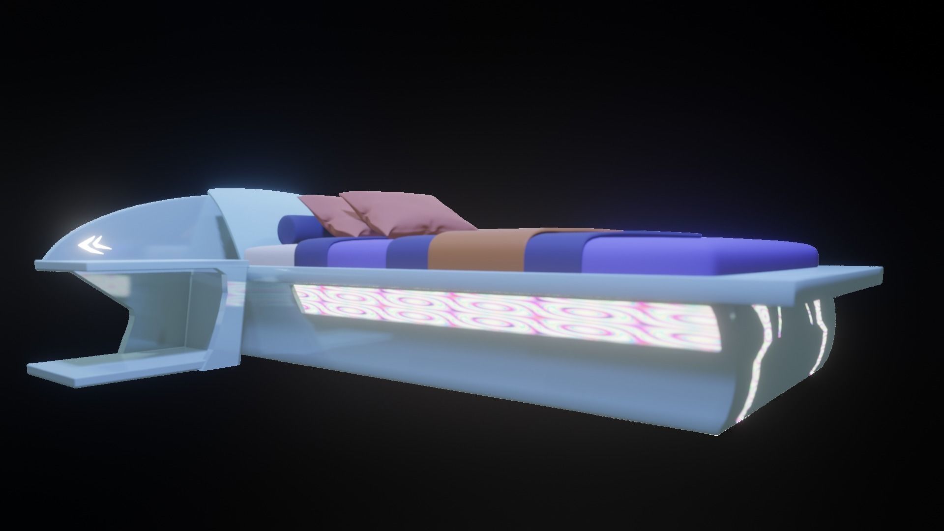 futuristic bed Low-poly 3D model_2