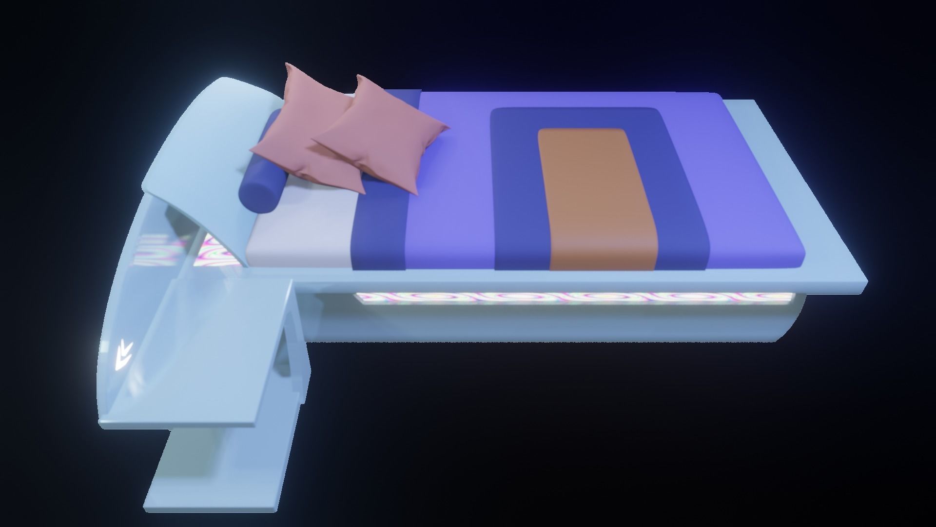 futuristic bed Low-poly 3D model_1