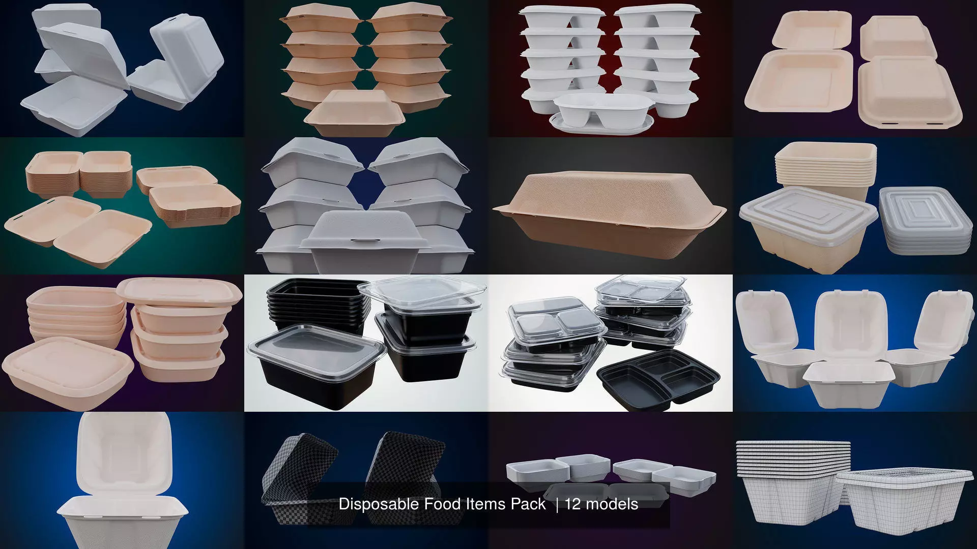 Disposable Food Items Pack  3D Model Collection_0