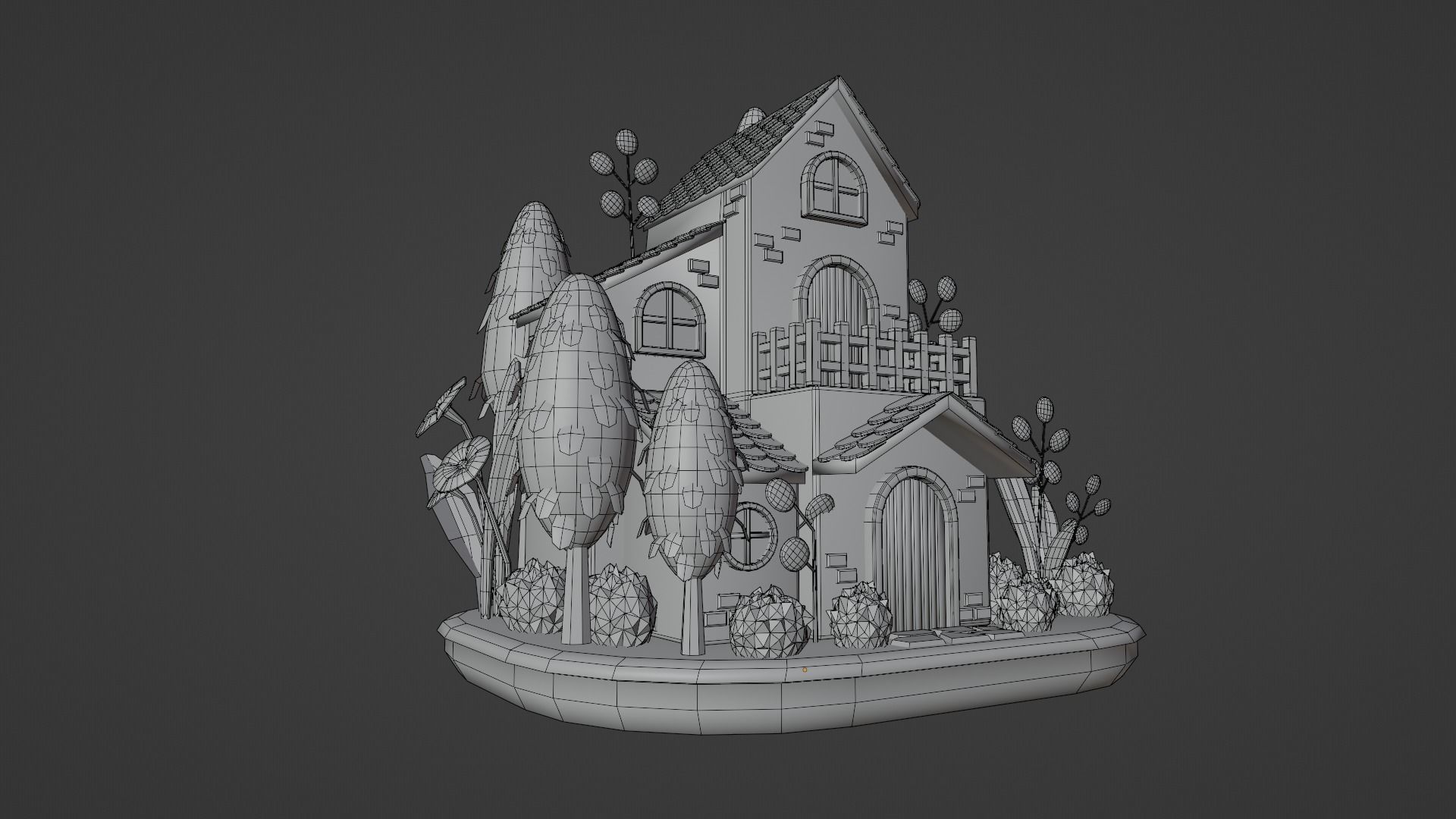 Cartoon House 5 Low-poly 3D model_9
