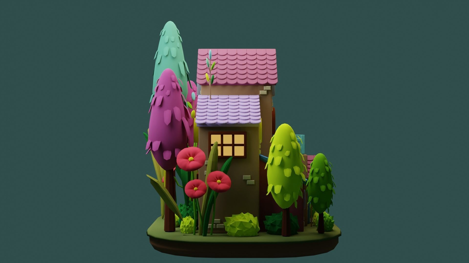 Cartoon House 5 Low-poly 3D model_5