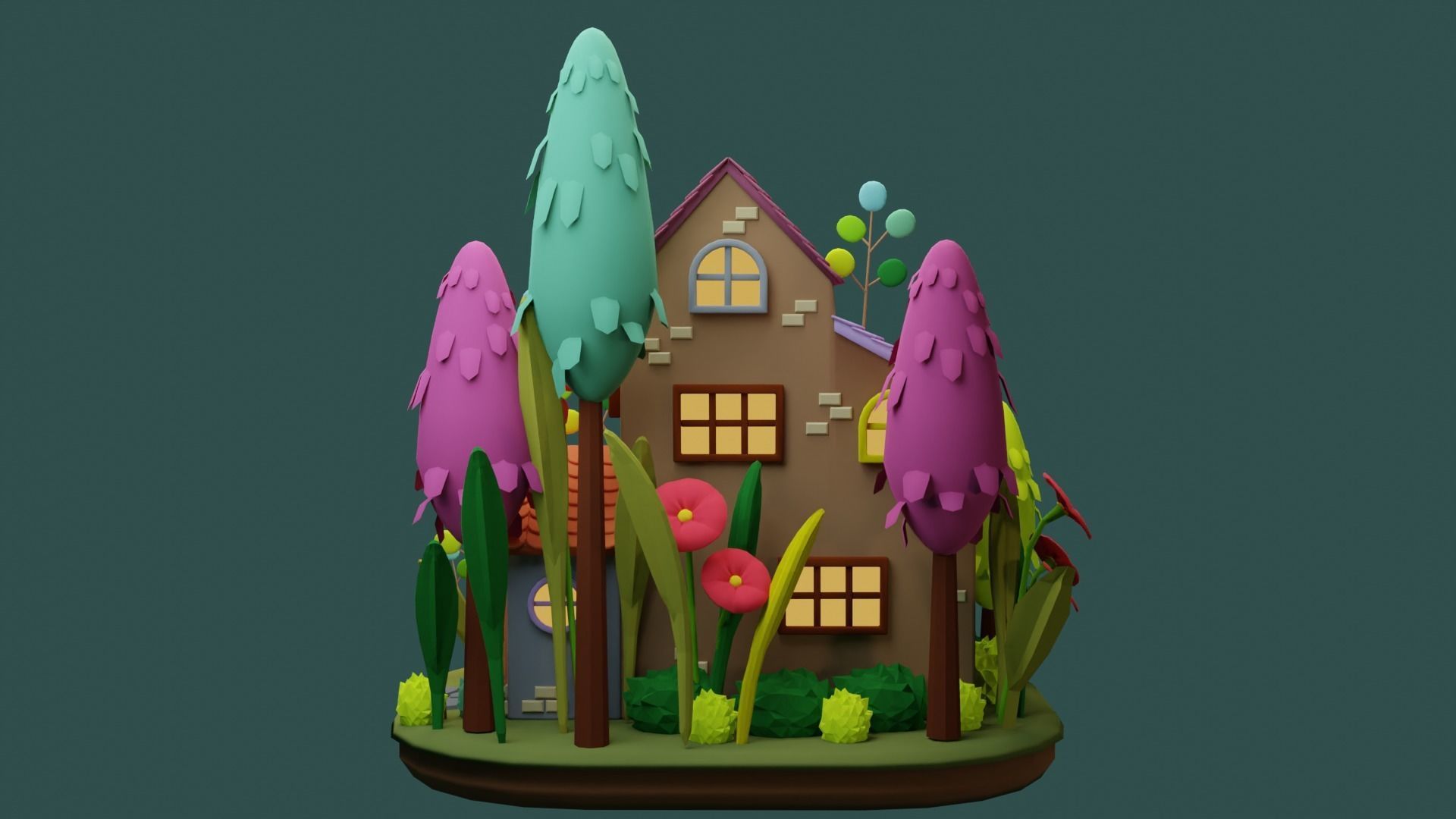 Cartoon House 5 Low-poly 3D model_3