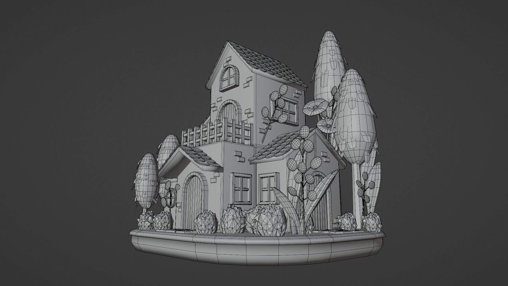 Cartoon House 5 Low-poly 3D model_8