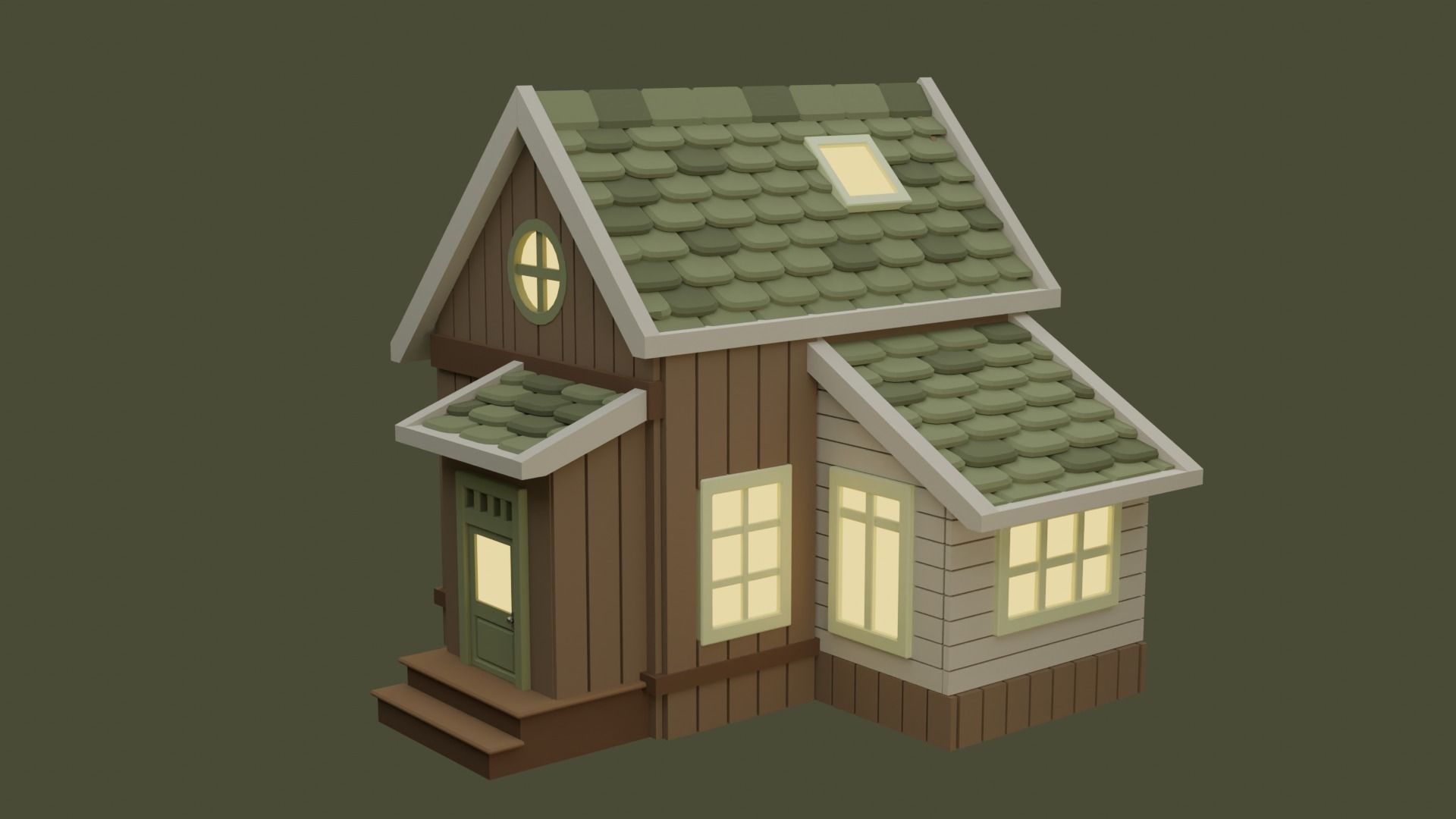 Cartoon House 6 Low-poly 3D model_8
