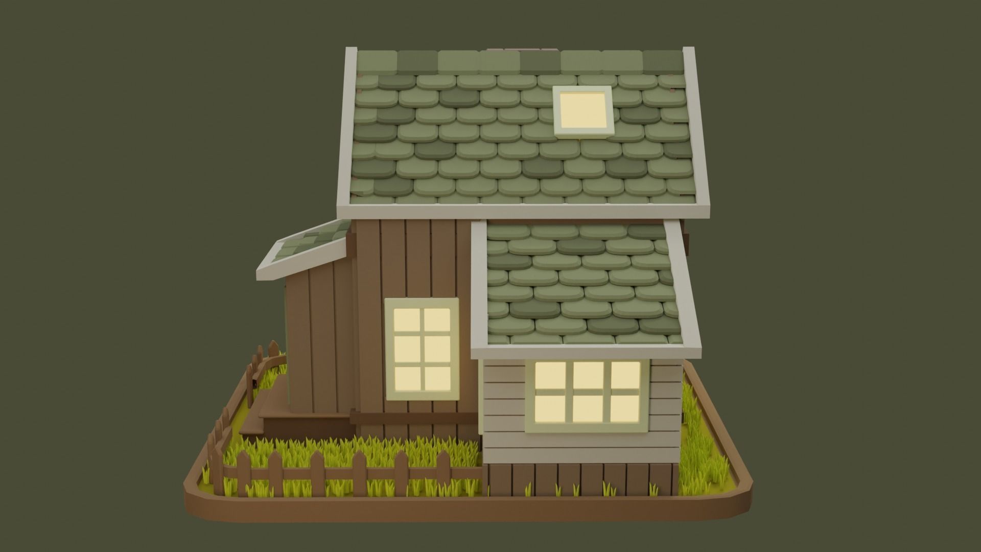 Cartoon House 6 Low-poly 3D model_5
