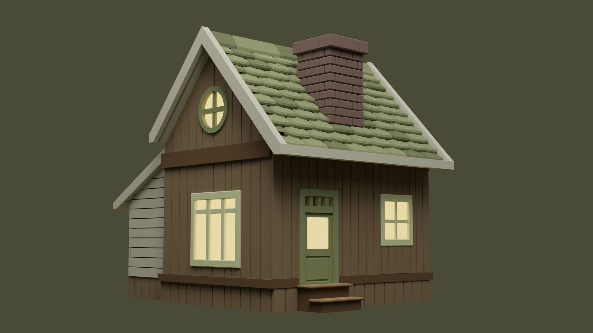 Cartoon House 6 Low-poly 3D model_9