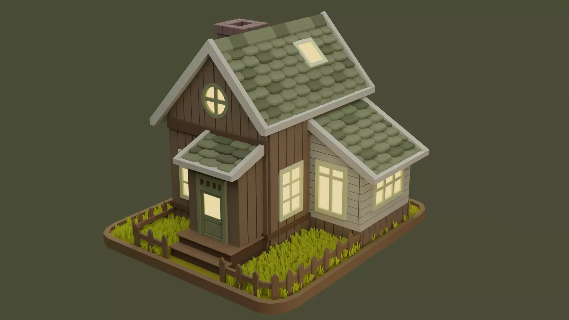 Cartoon House 6 Low-poly 3D model_0