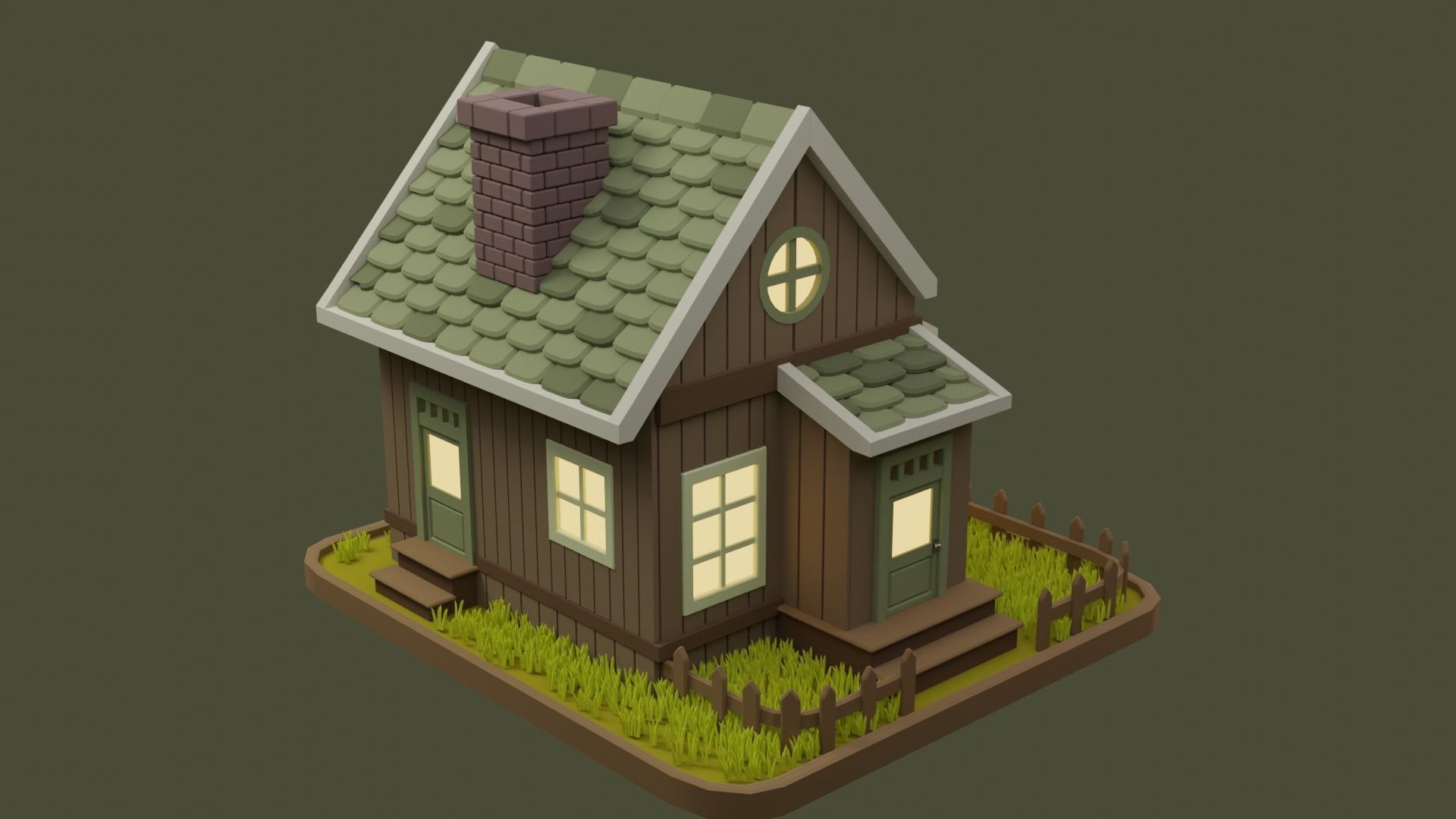 Cartoon House 6 Low-poly 3D model_2