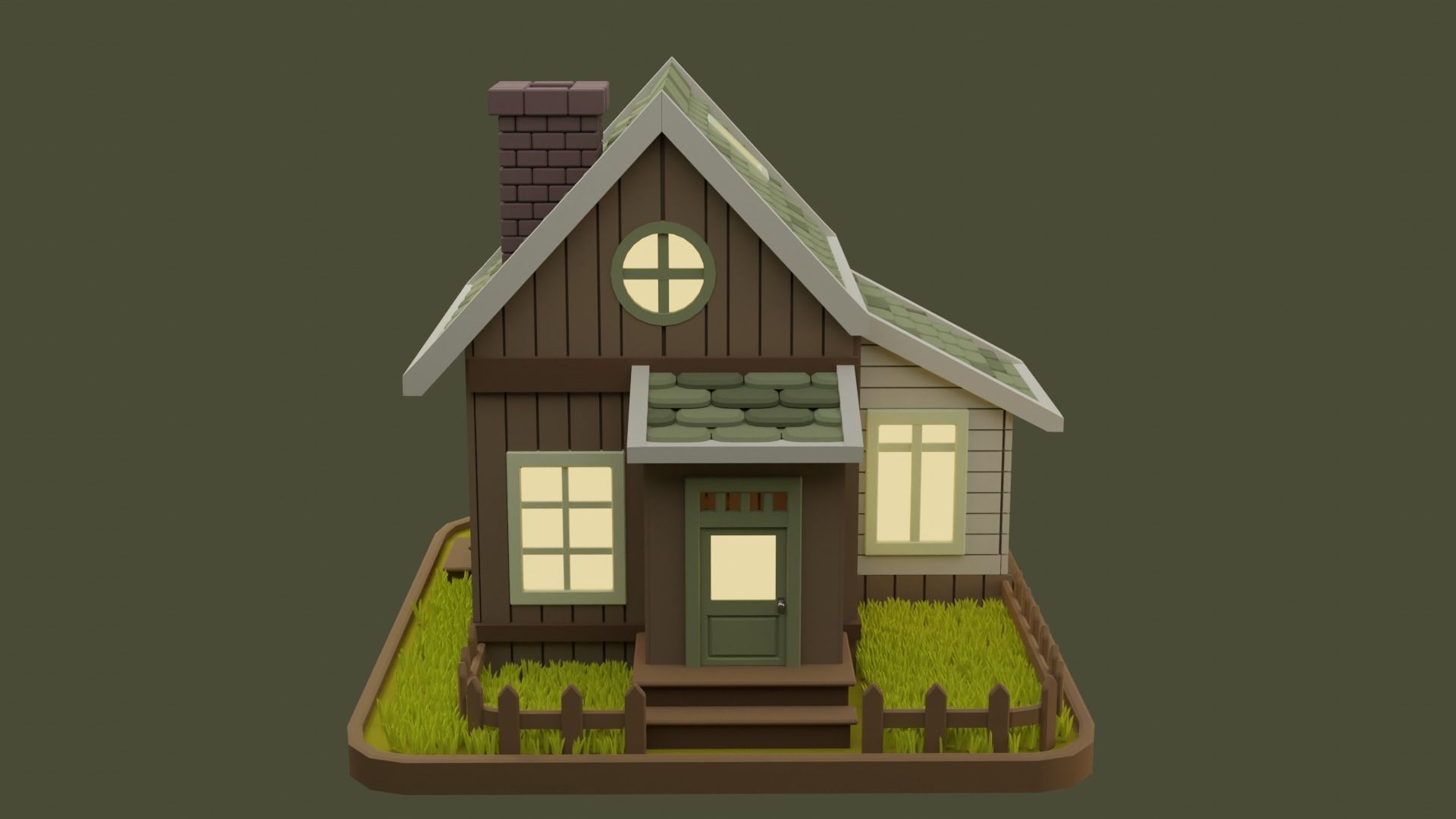Cartoon House 6 Low-poly 3D model_6