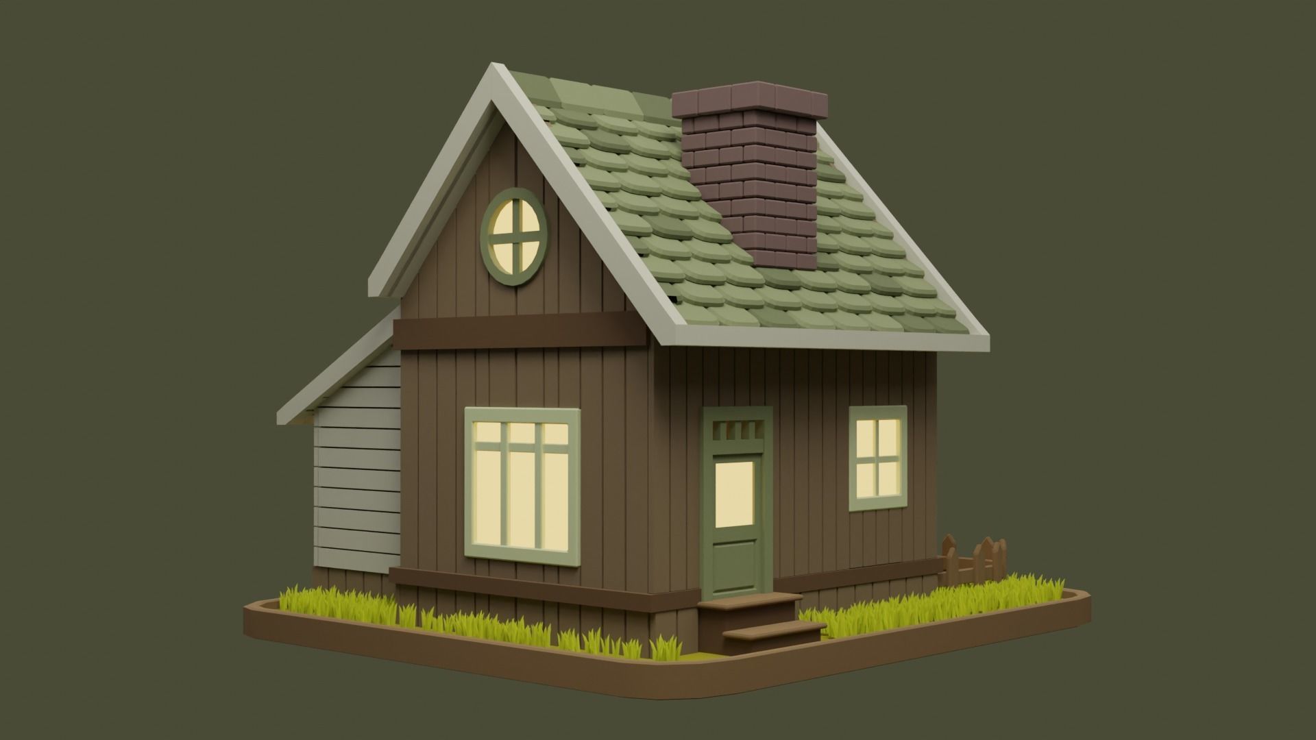 Cartoon House 6 Low-poly 3D model_7