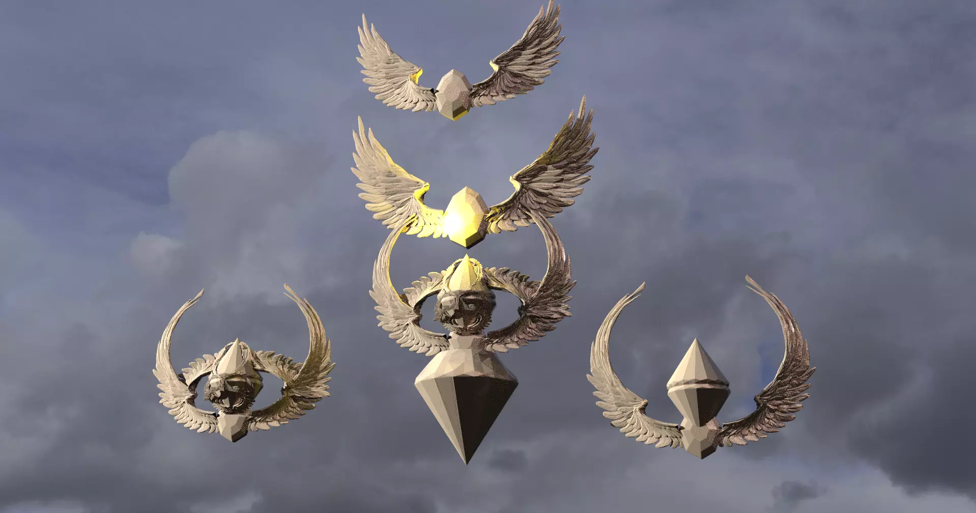 Architecture Jewelled Wings 4models 3D model