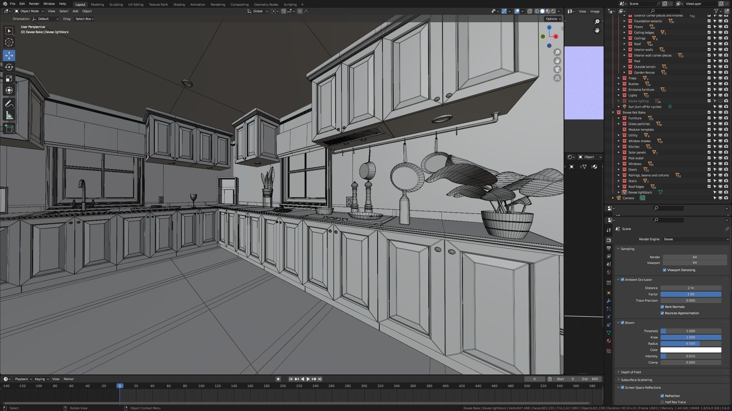 Modular Classic Style American House 6 Low-poly 3D model_50