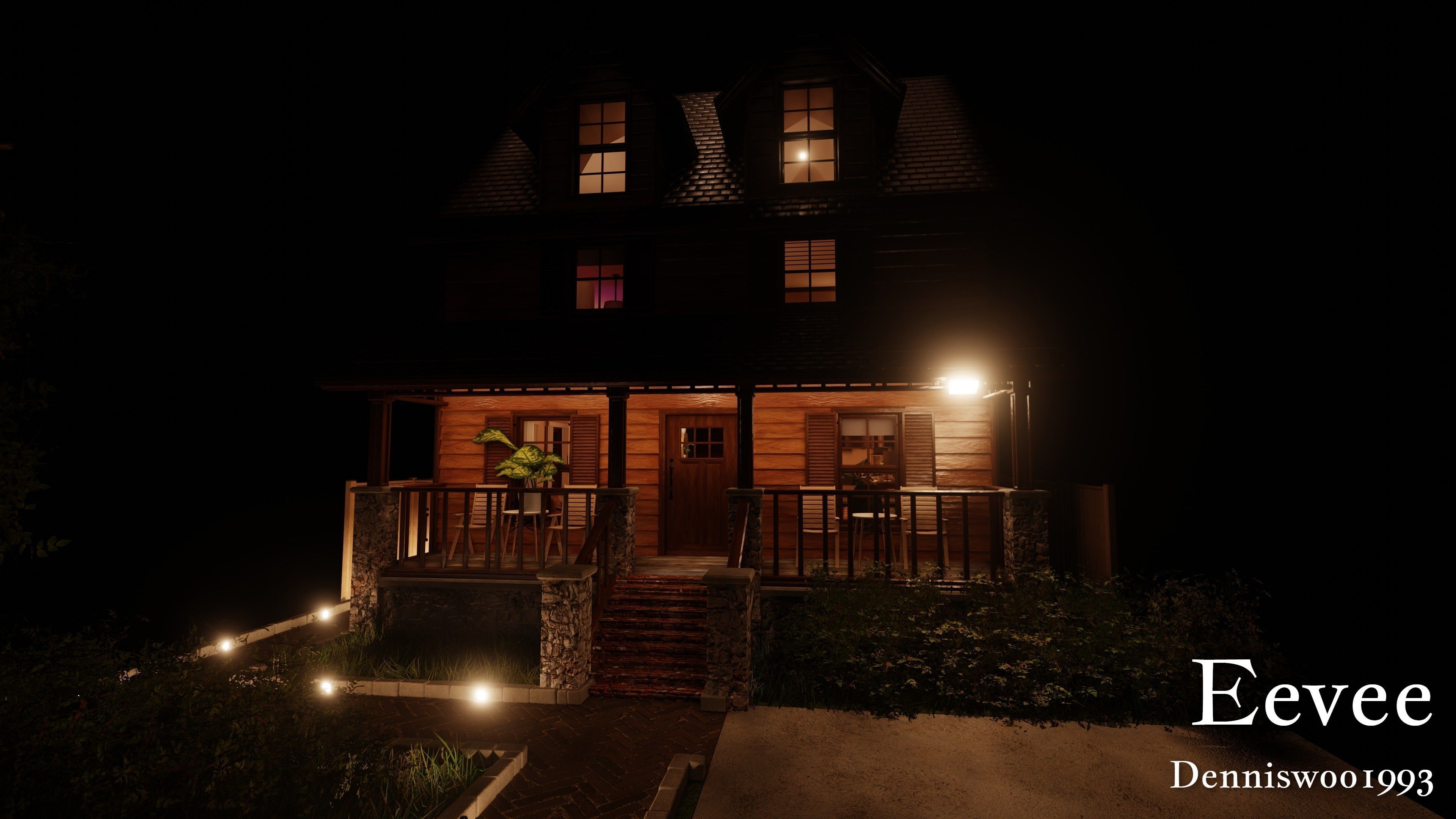 Modular Classic Style American House 6 Low-poly 3D model_40