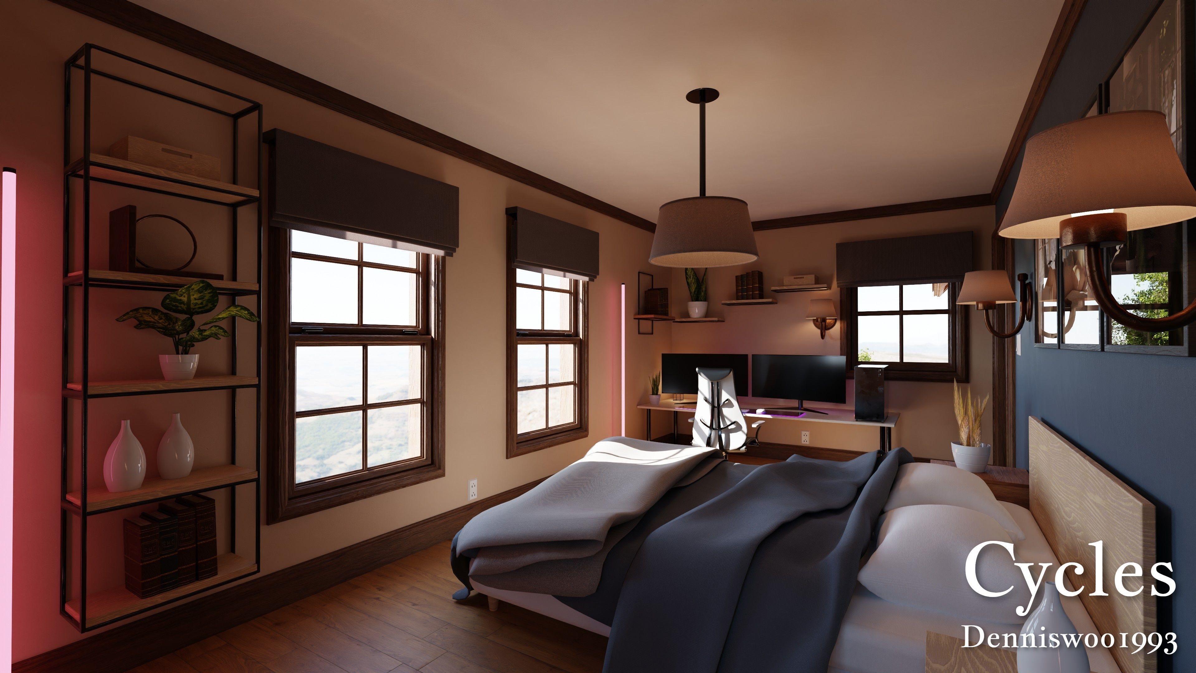 Modular Classic Style American House 6 Low-poly 3D model_10