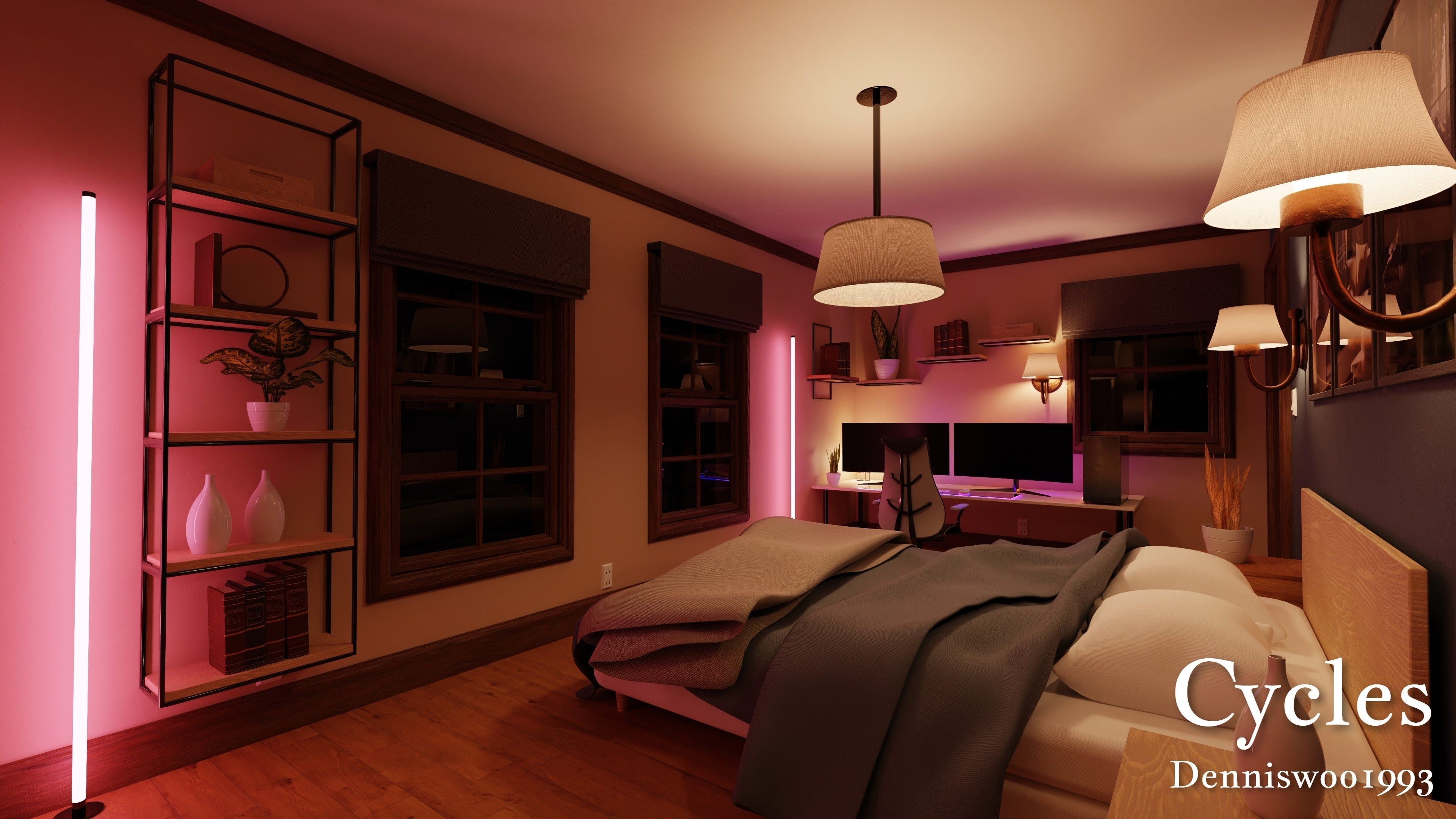 Modular Classic Style American House 6 Low-poly 3D model_23