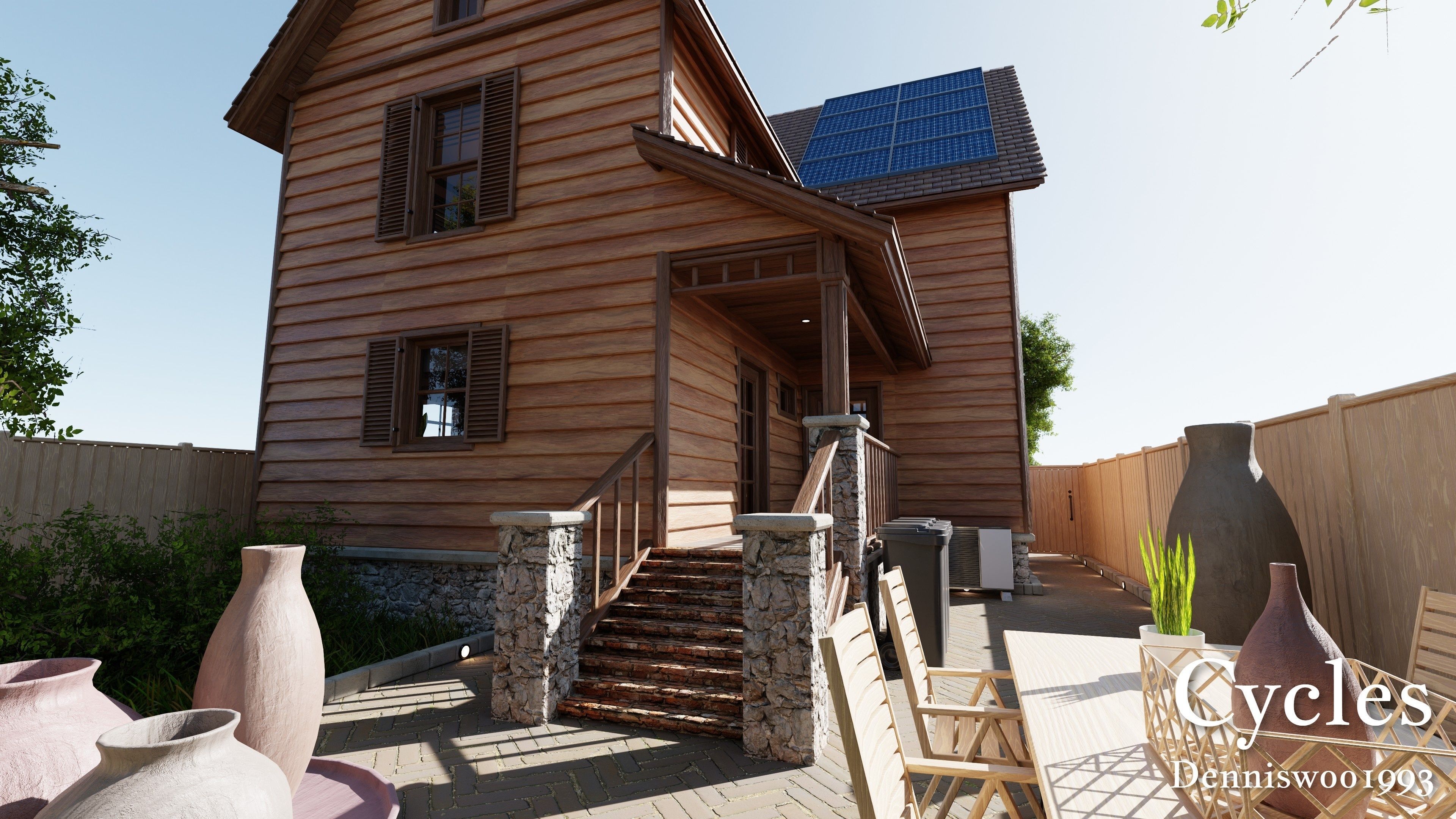 Modular Classic Style American House 6 Low-poly 3D model_17