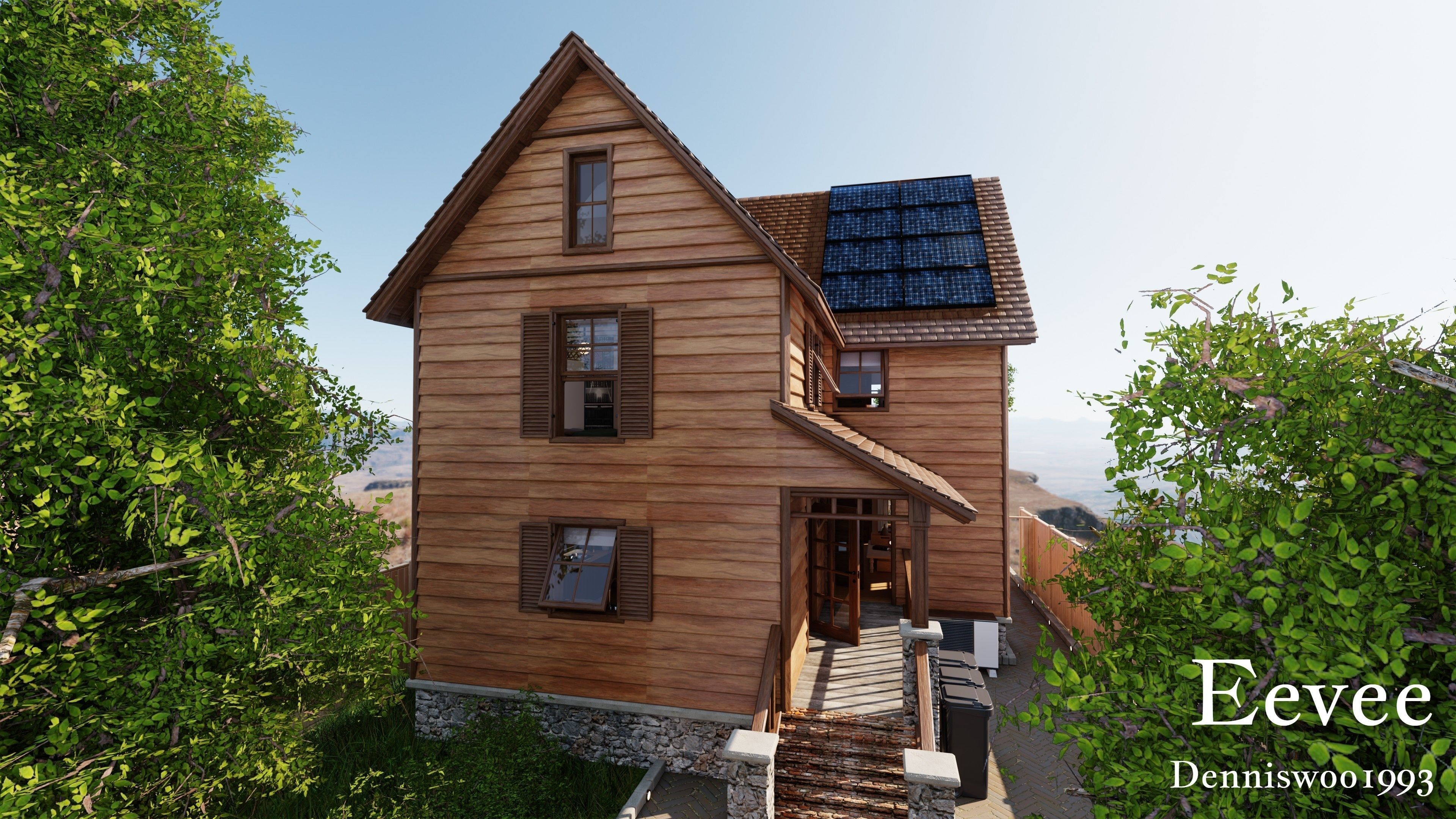 Modular Classic Style American House 6 Low-poly 3D model_36