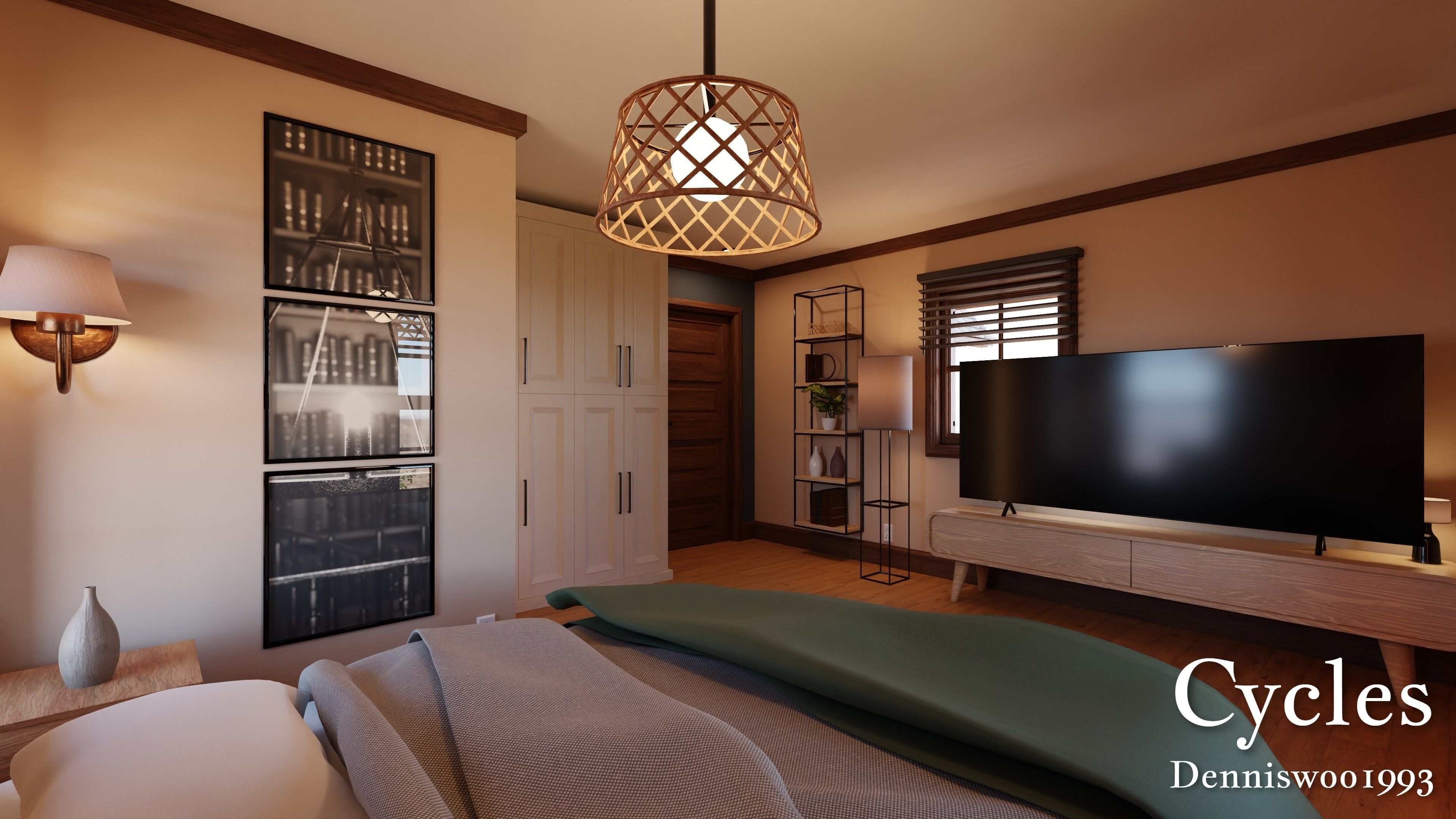 Modular Classic Style American House 6 Low-poly 3D model_15