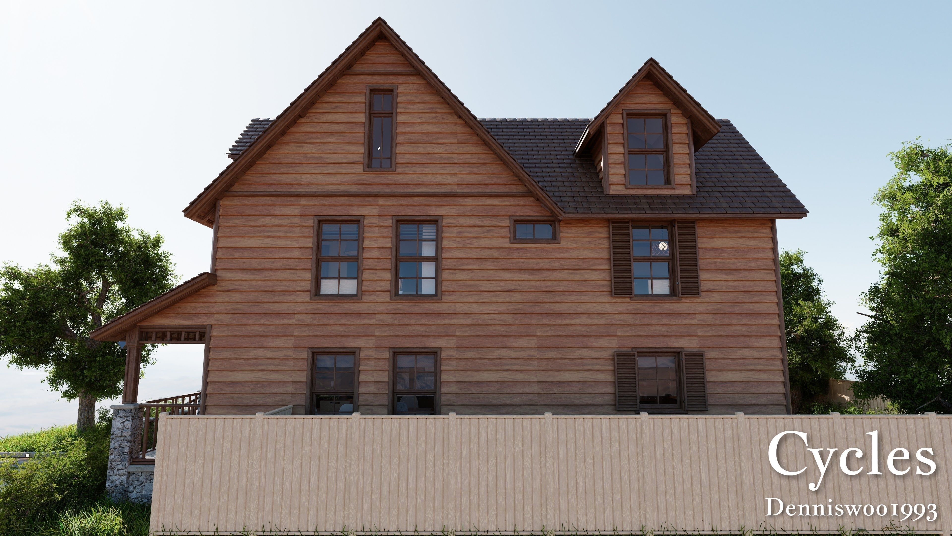 Modular Classic Style American House 6 Low-poly 3D model_20