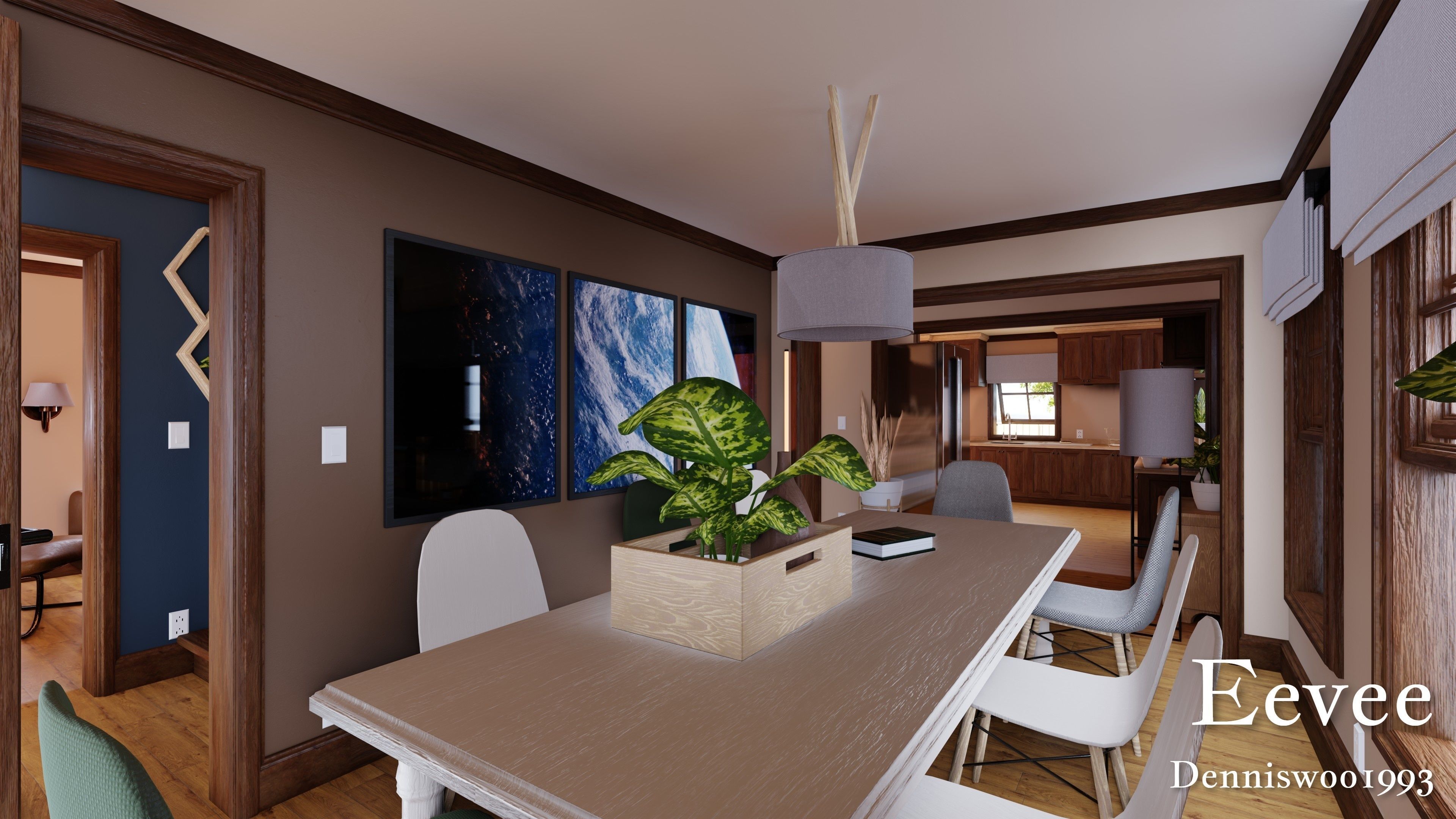 Modular Classic Style American House 6 Low-poly 3D model_32