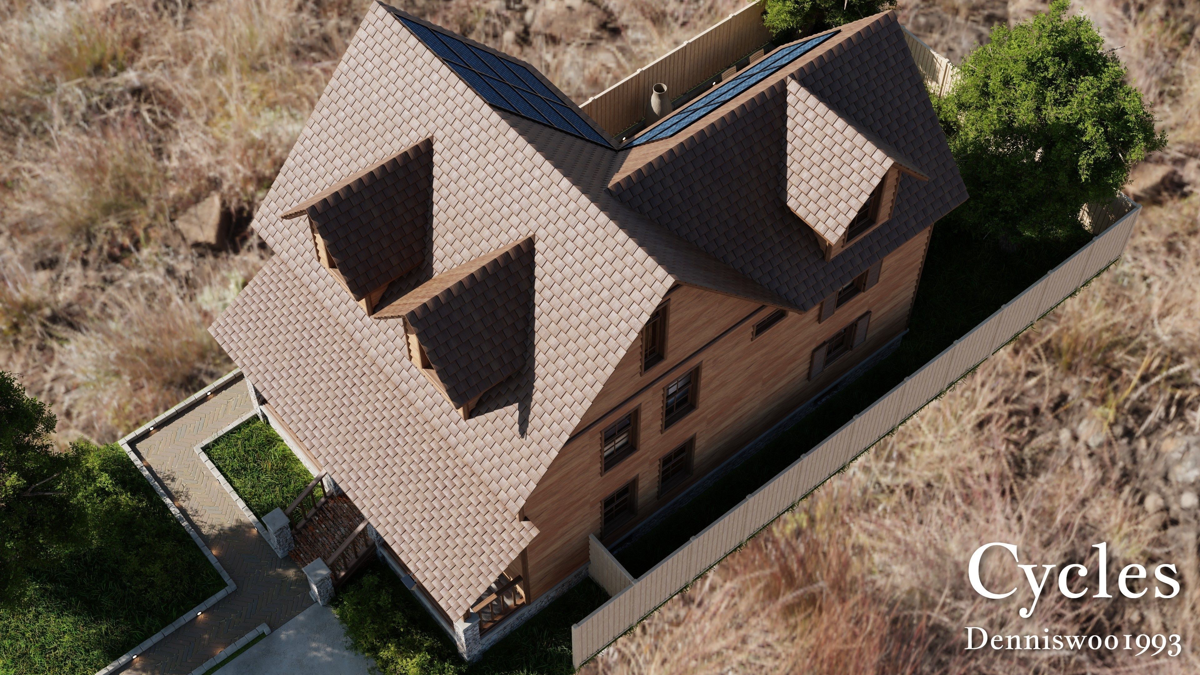 Modular Classic Style American House 6 Low-poly 3D model_8