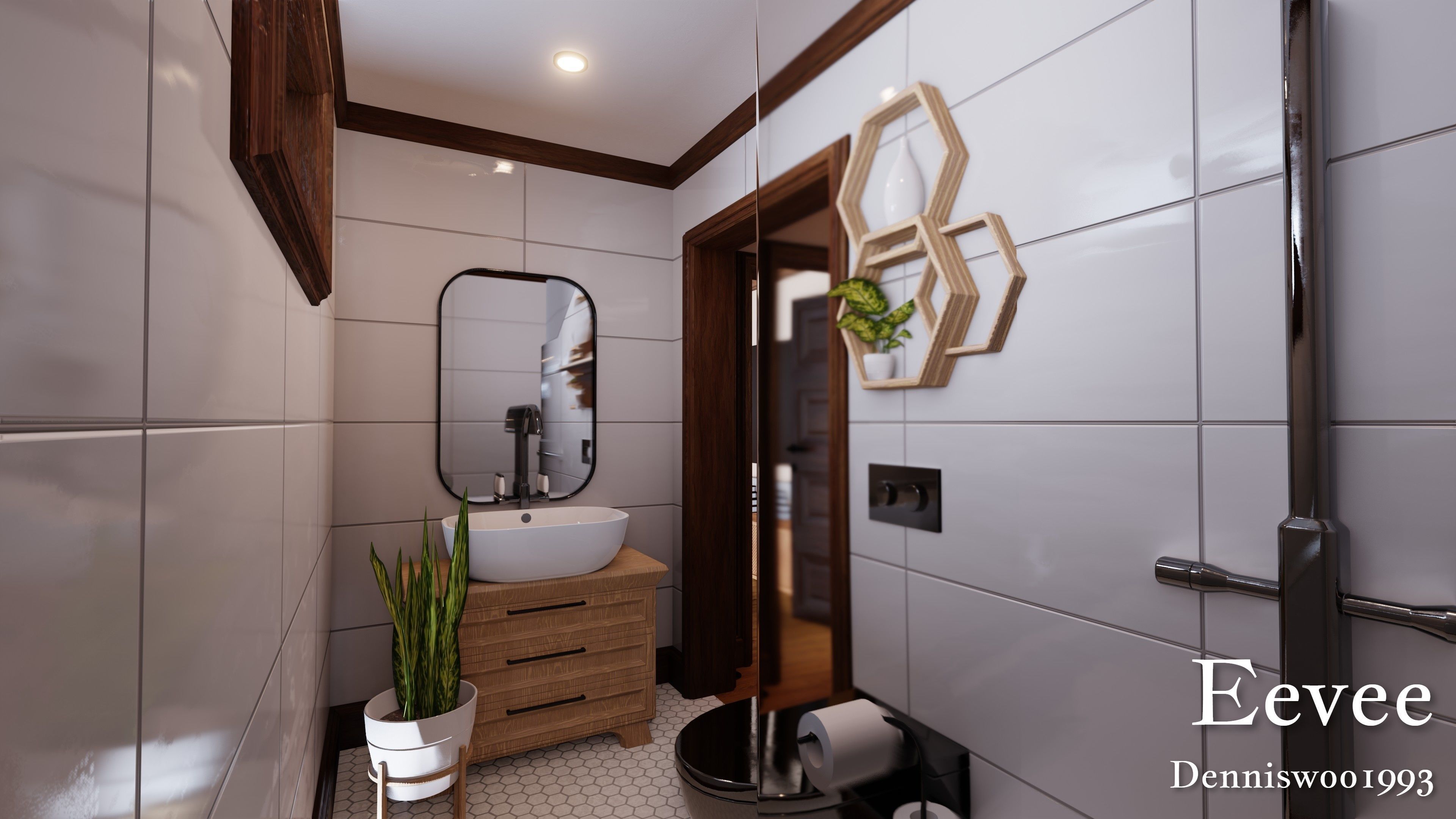 Modular Classic Style American House 6 Low-poly 3D model_37