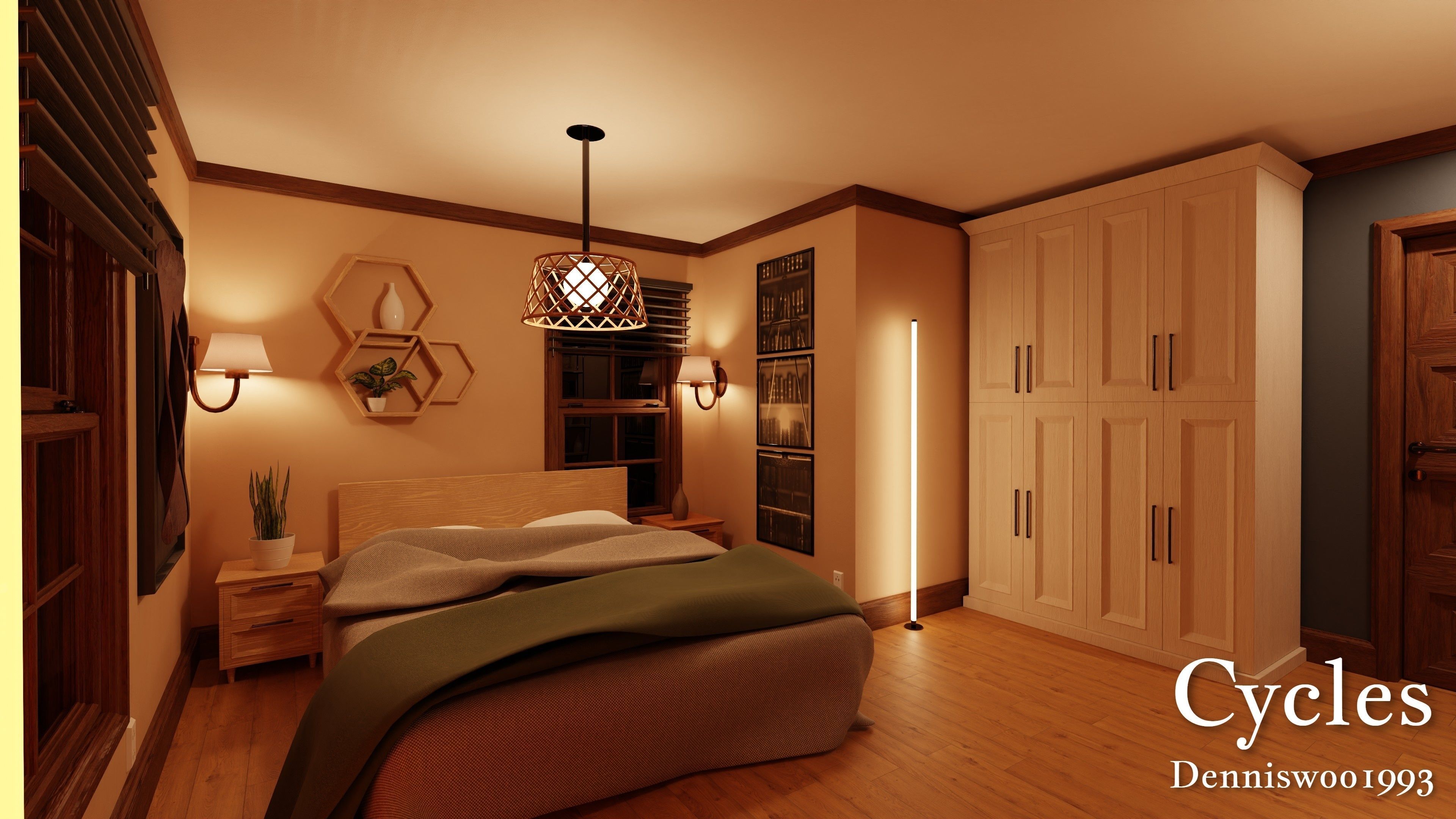 Modular Classic Style American House 6 Low-poly 3D model_27