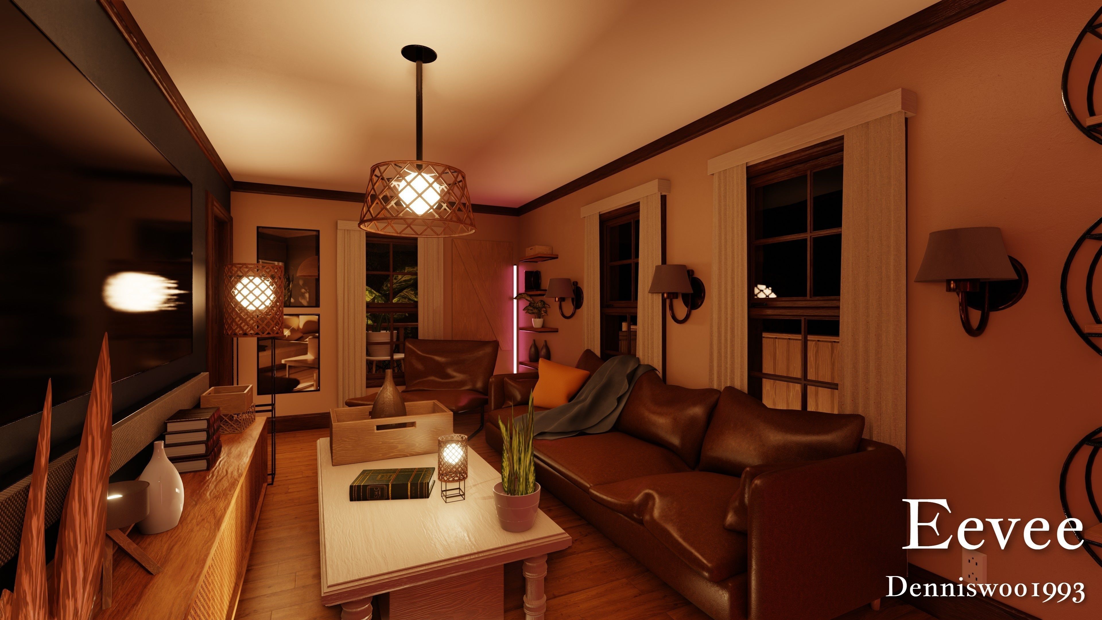 Modular Classic Style American House 6 Low-poly 3D model_41