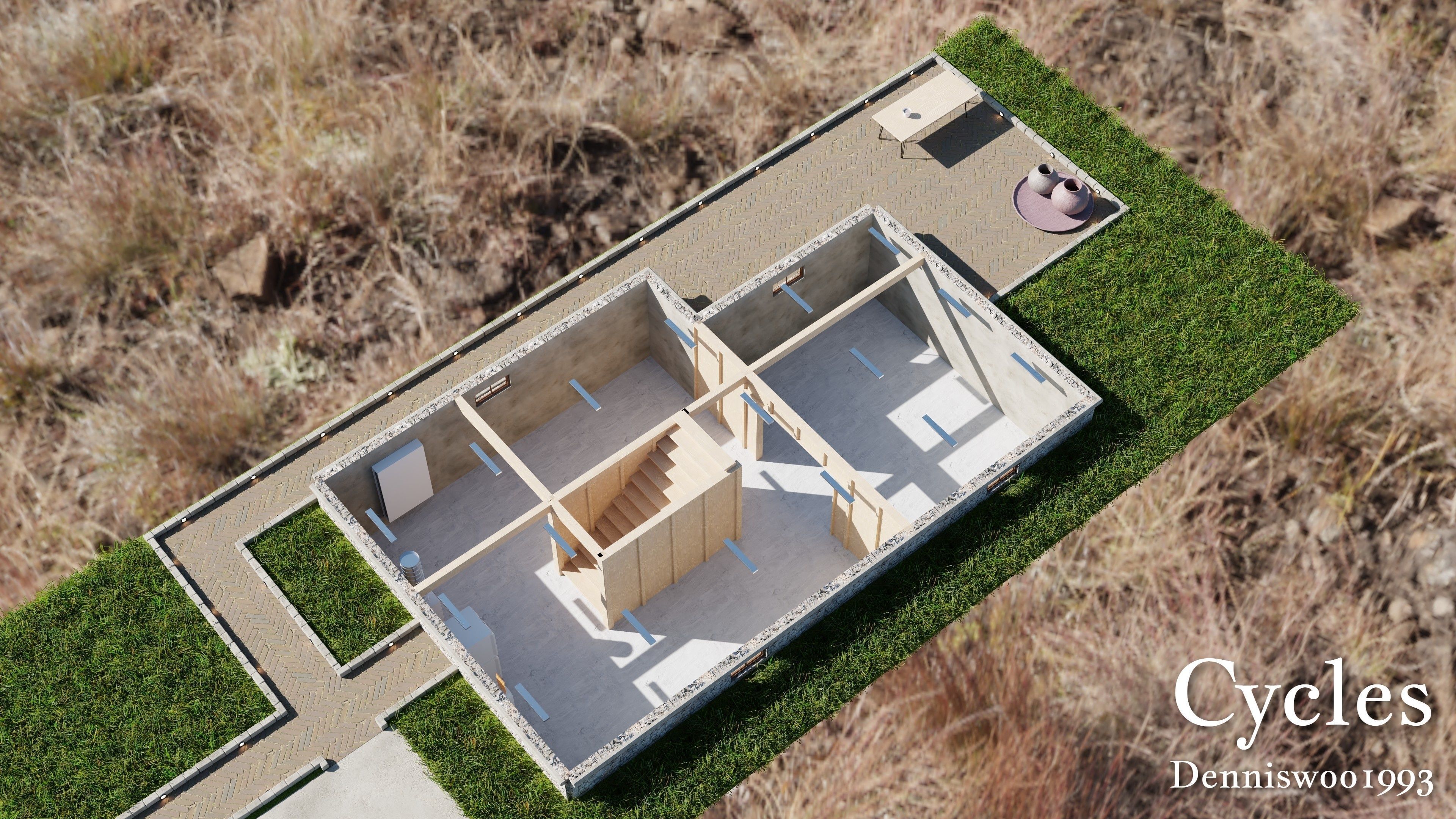 Modular Classic Style American House 6 Low-poly 3D model_4