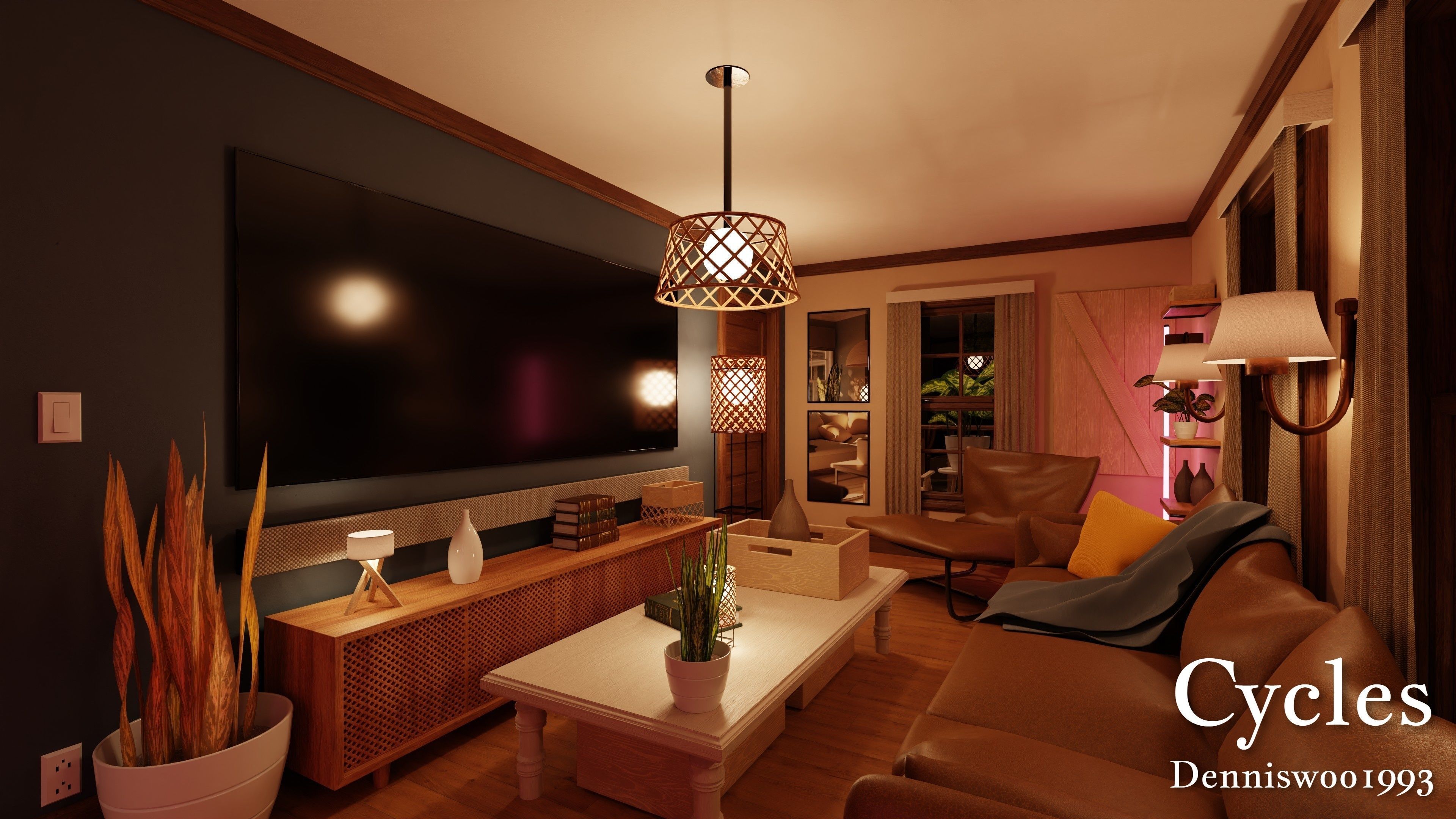 Modular Classic Style American House 6 Low-poly 3D model_21