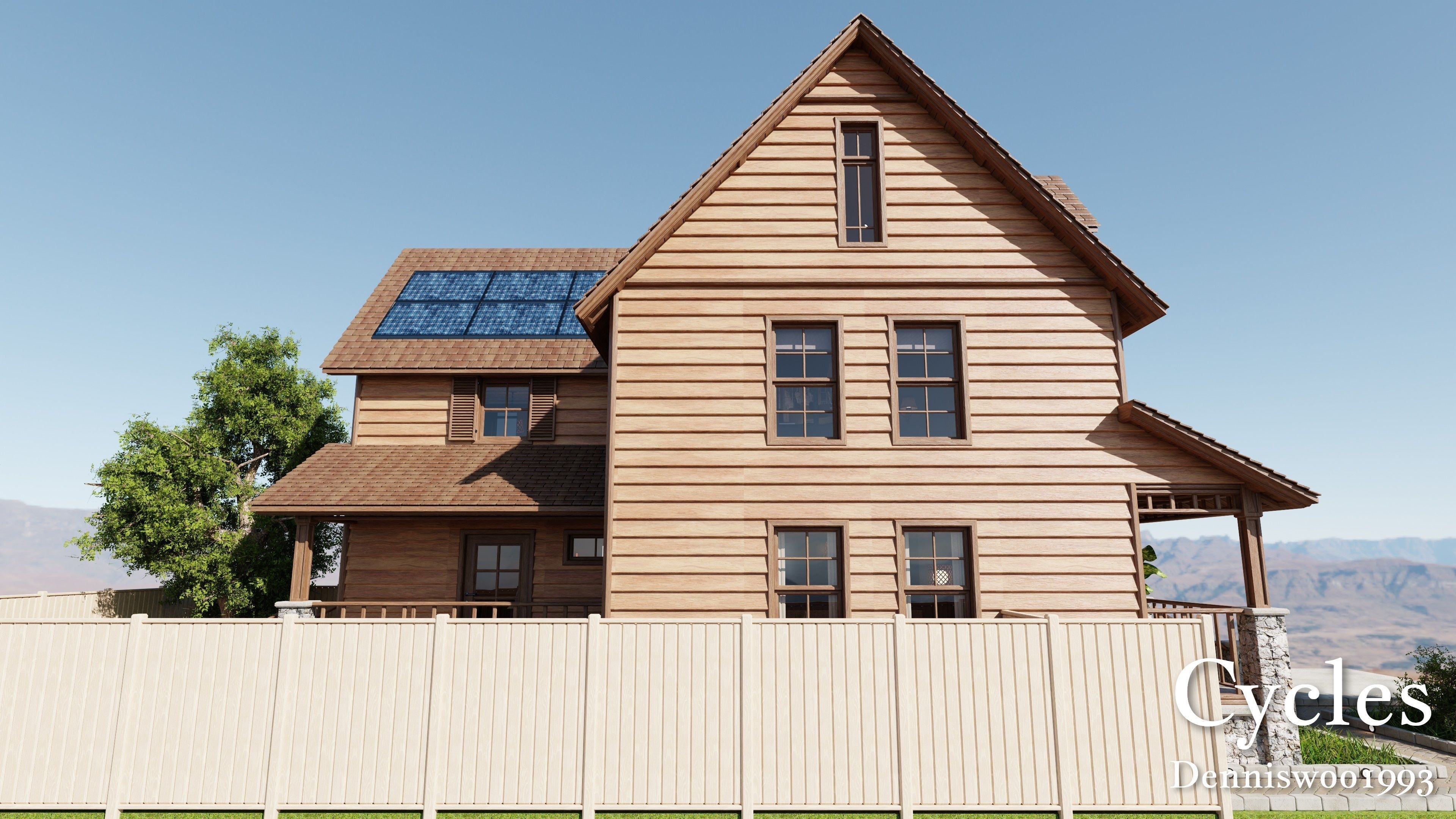 Modular Classic Style American House 6 Low-poly 3D model_18