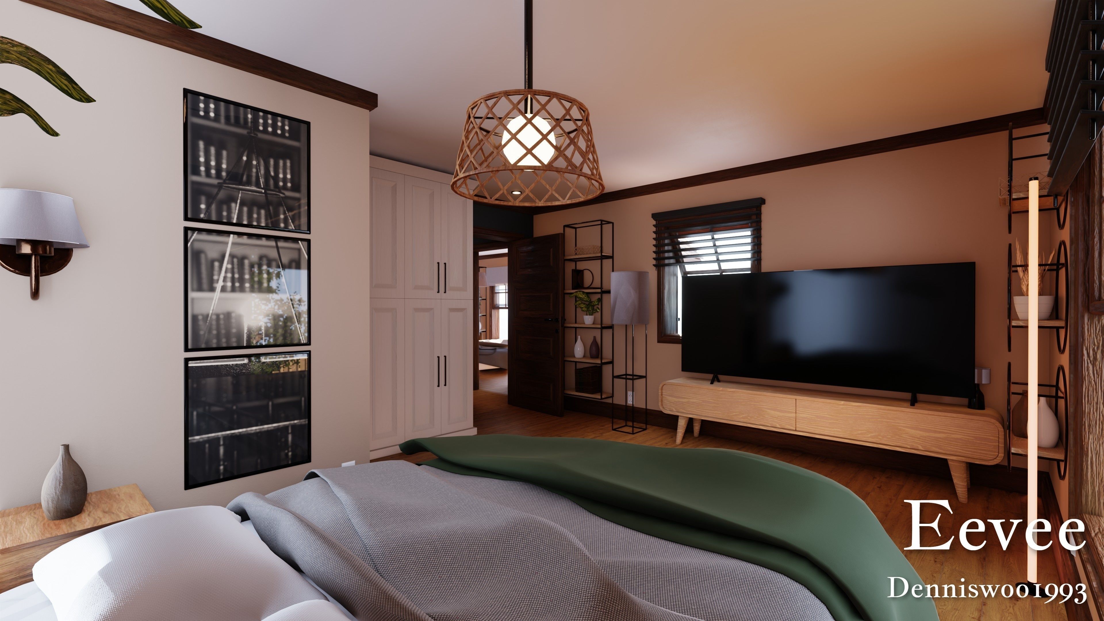 Modular Classic Style American House 6 Low-poly 3D model_35