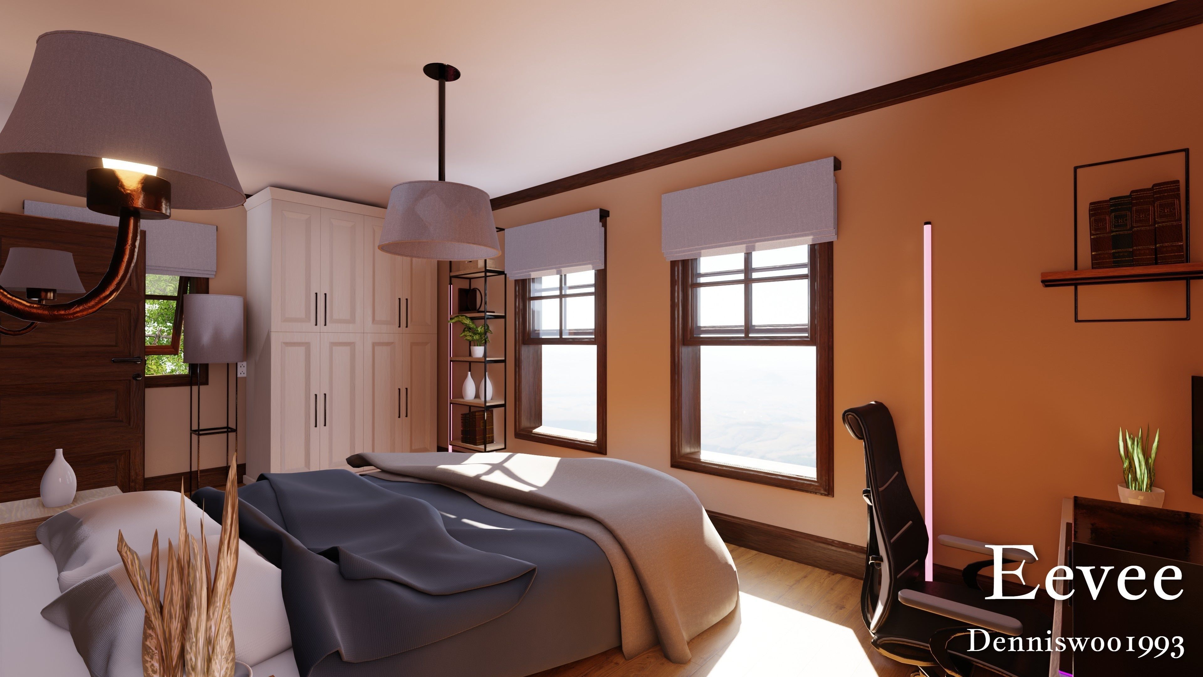 Modular Classic Style American House 6 Low-poly 3D model_38