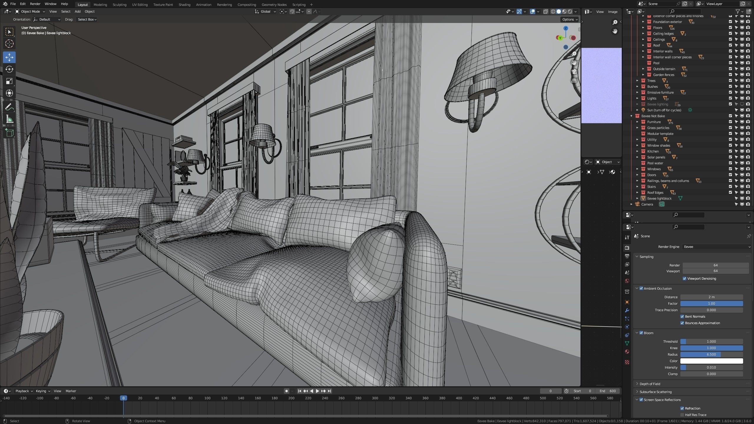 Modular Classic Style American House 6 Low-poly 3D model_49