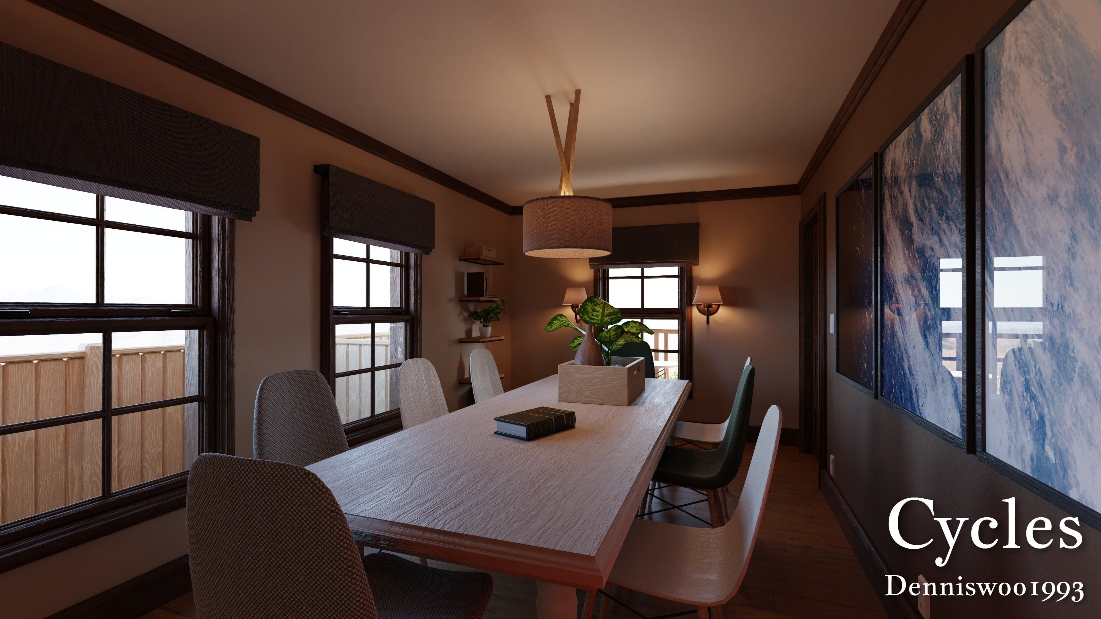 Modular Classic Style American House 6 Low-poly 3D model_9