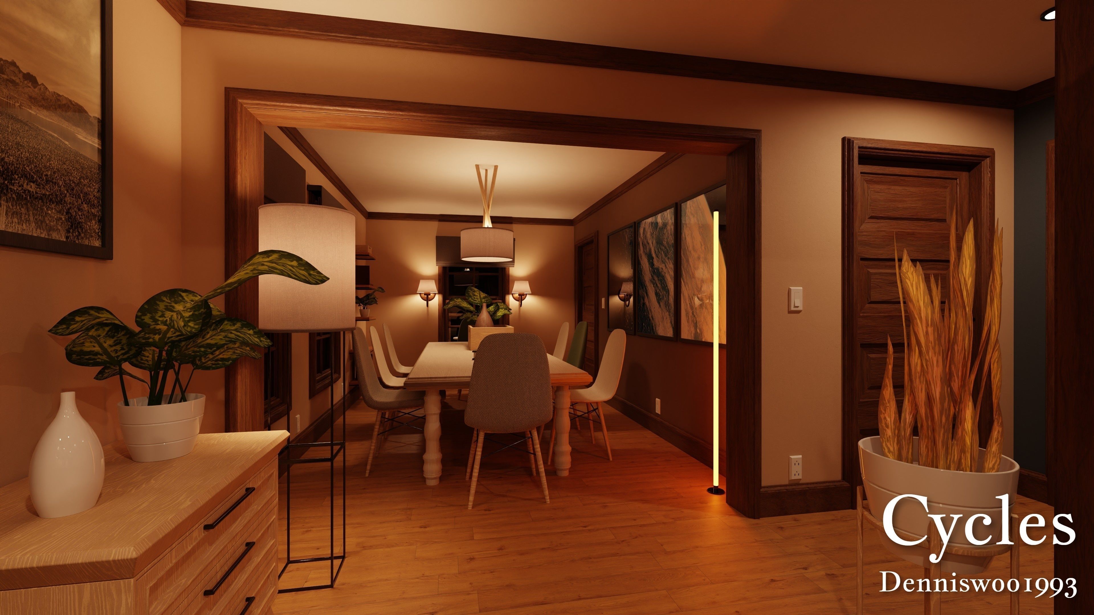 Modular Classic Style American House 6 Low-poly 3D model_24