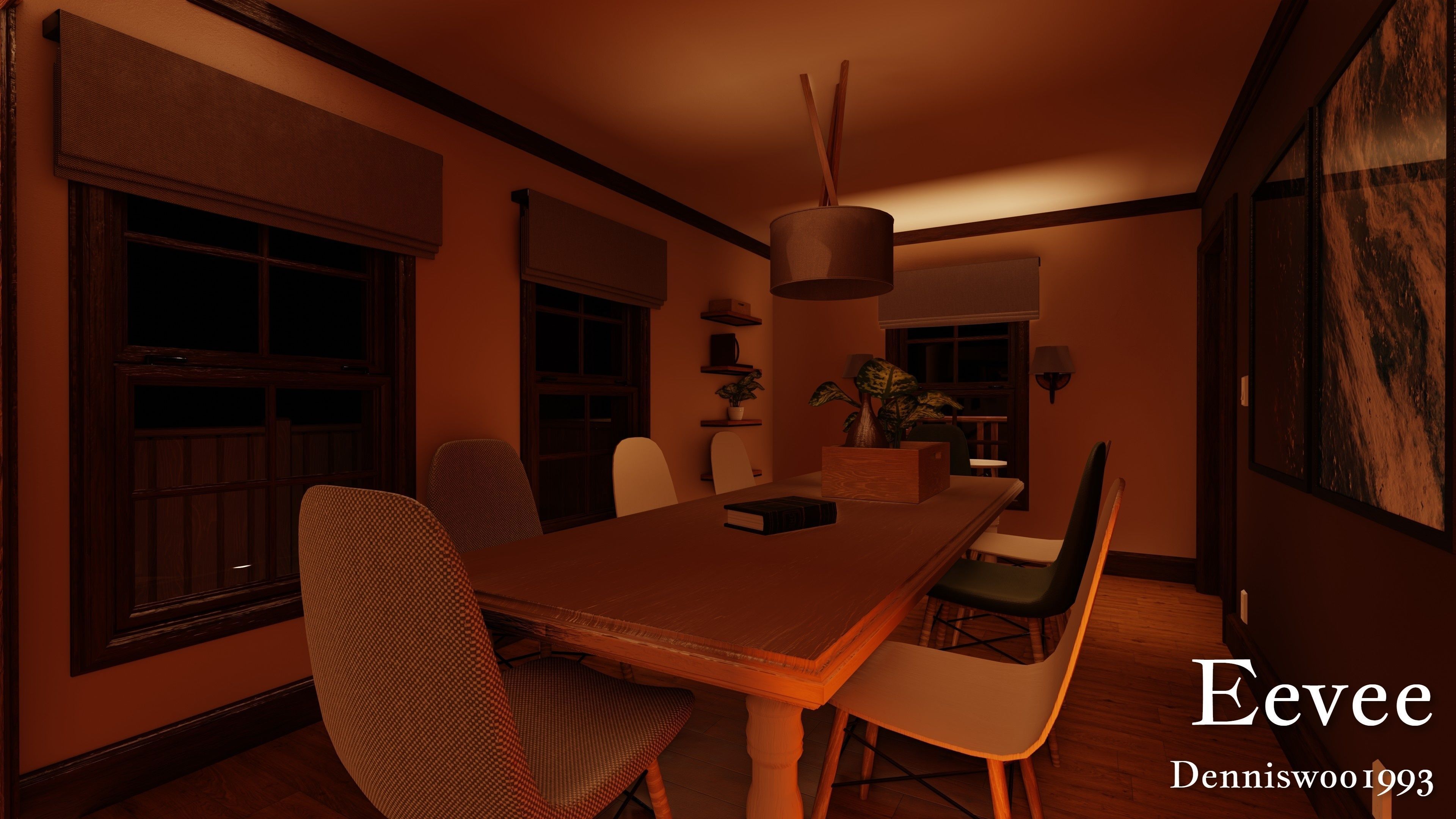 Modular Classic Style American House 6 Low-poly 3D model_42